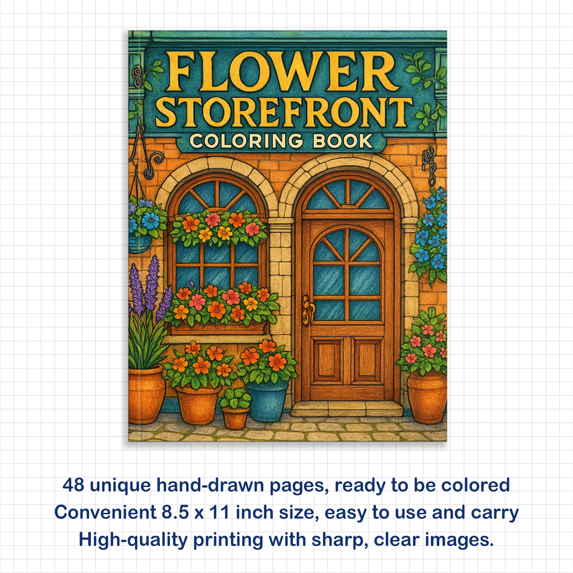 Flower Storefront Coloring Book - Romantic Streets and Blossoming Window Displays - image 3