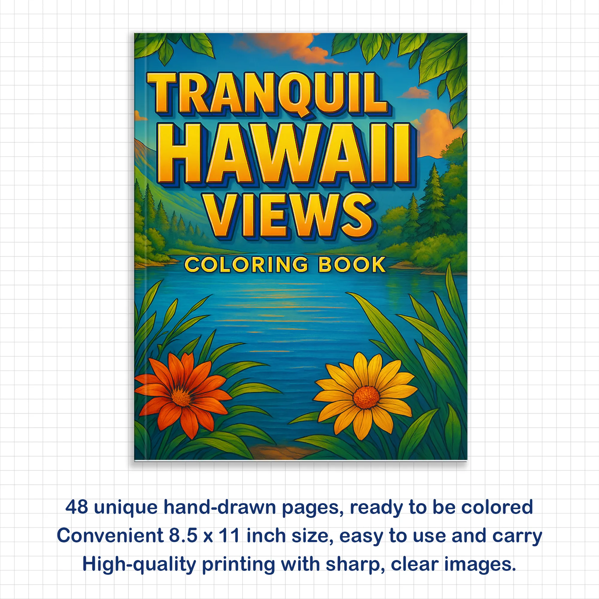 Tranquil Hawaii Views Coloring Pages – 48 Peaceful Island Landscapes – For Adults - image 2