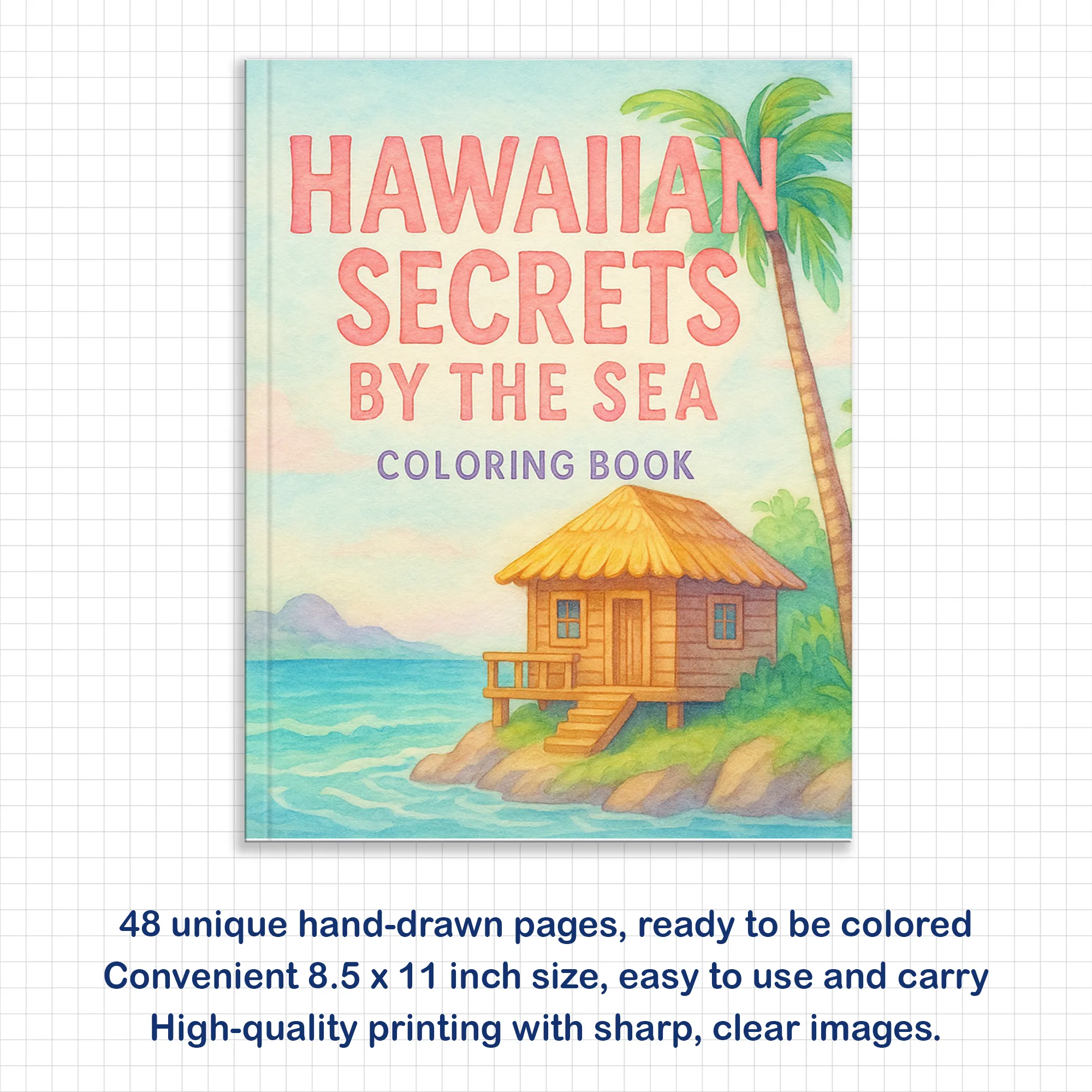 Hawaiian Secrets by the Sea – Hawaii Coloring Pages – 48 Pages – Serene Beaches, Ocean Views, Tropical Calm – For Adults - image 2