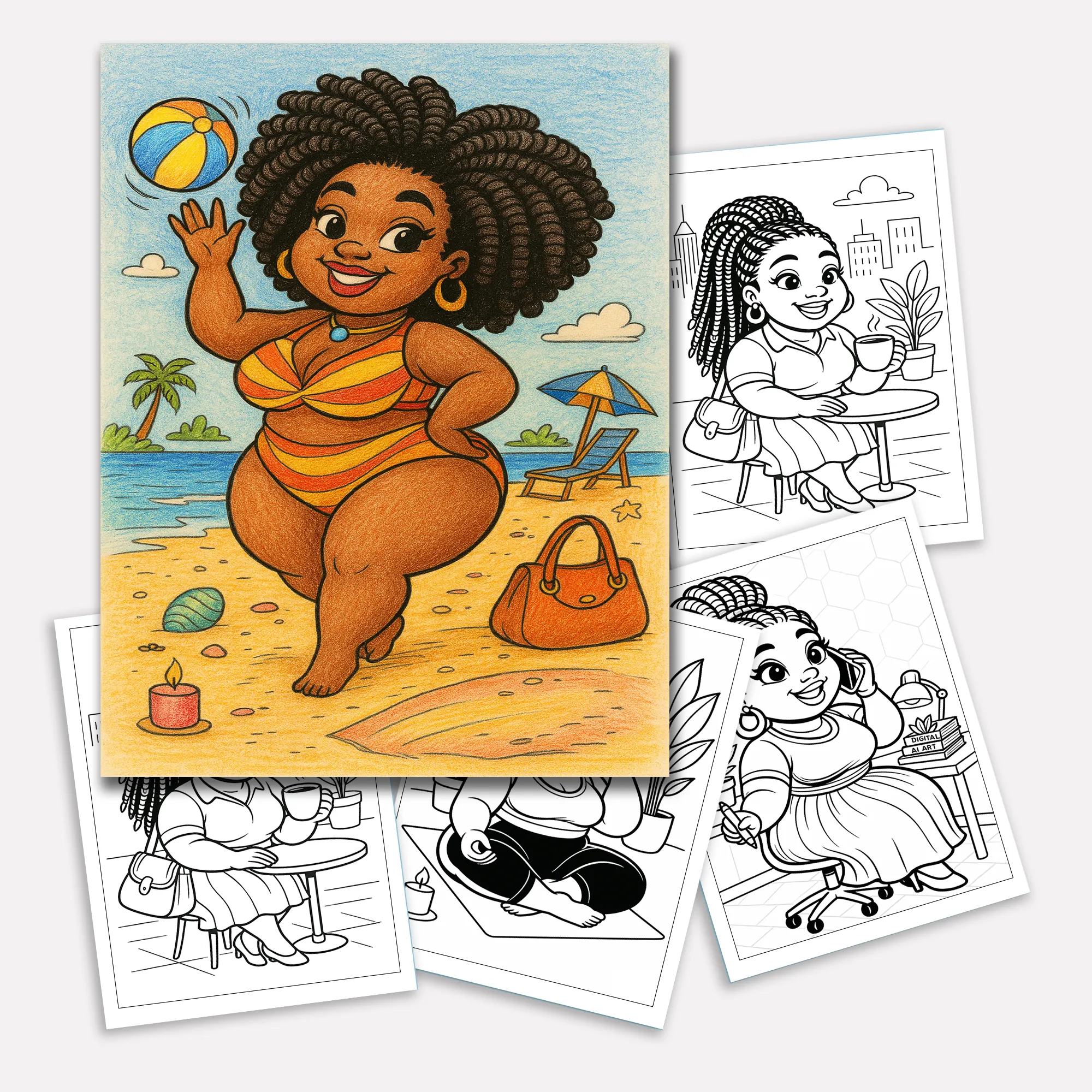 Afro Cuties at Their Best Coloring Pages – 48 Pages – Cute, Empowering, Everyday Joy – For Adults - image 2