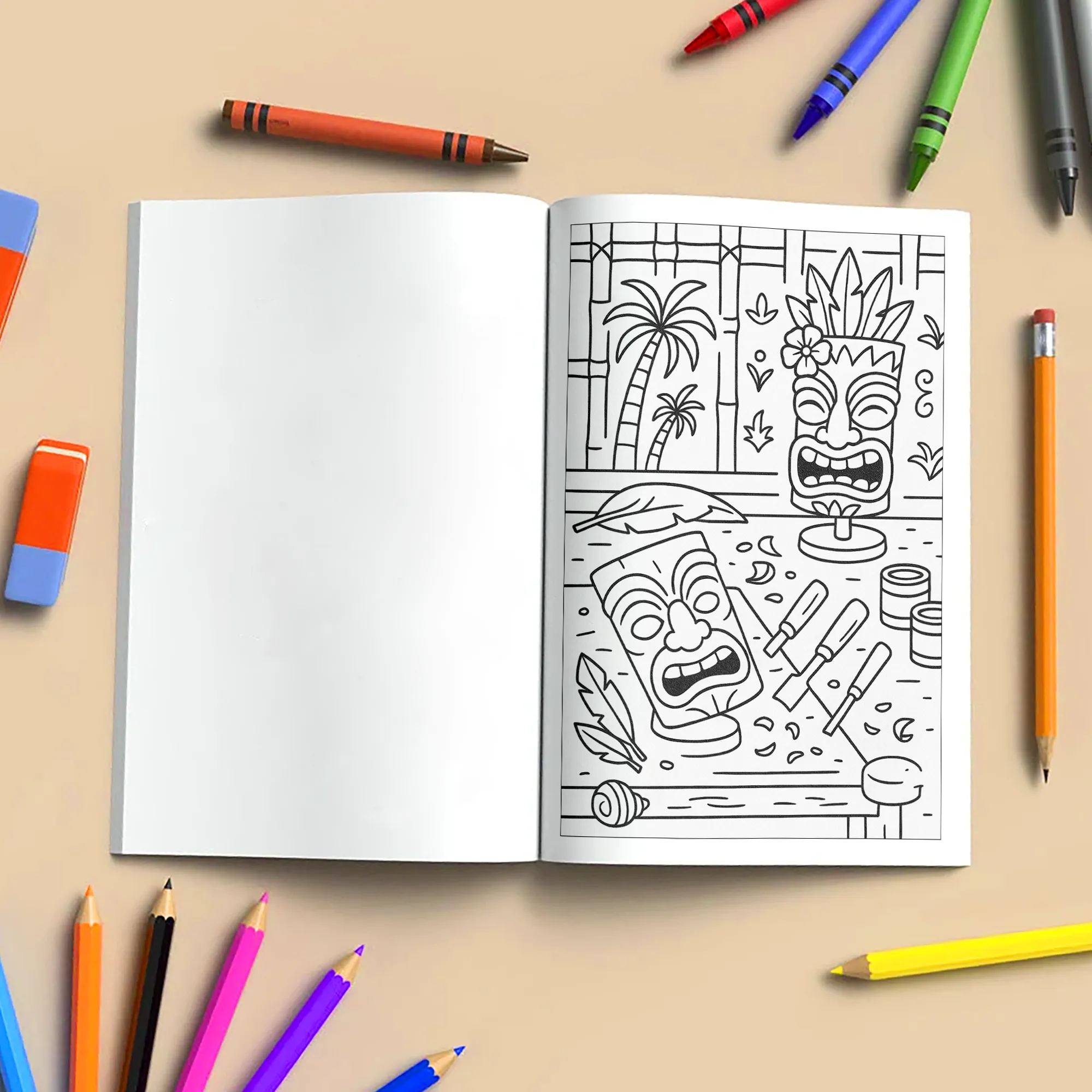 Tiki Party Vibes Coloring Pages – 48 Pages – Fun, Playful, Luau Adventures – For Kids - image 6