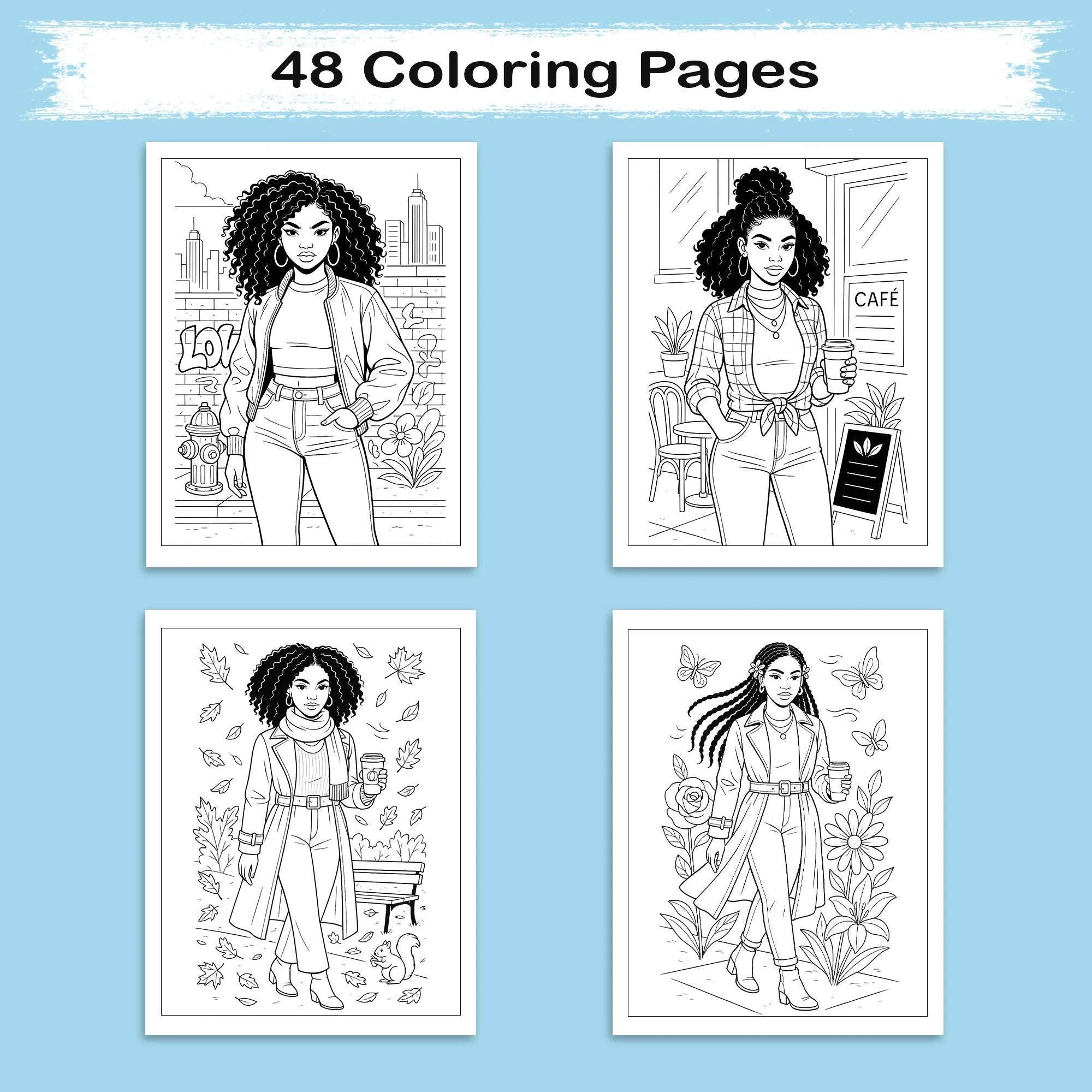 Curly Queen Coloring Pages – 48 Pages – Bold, Empowering, Natural Hair Beauty – For Adults - image 4