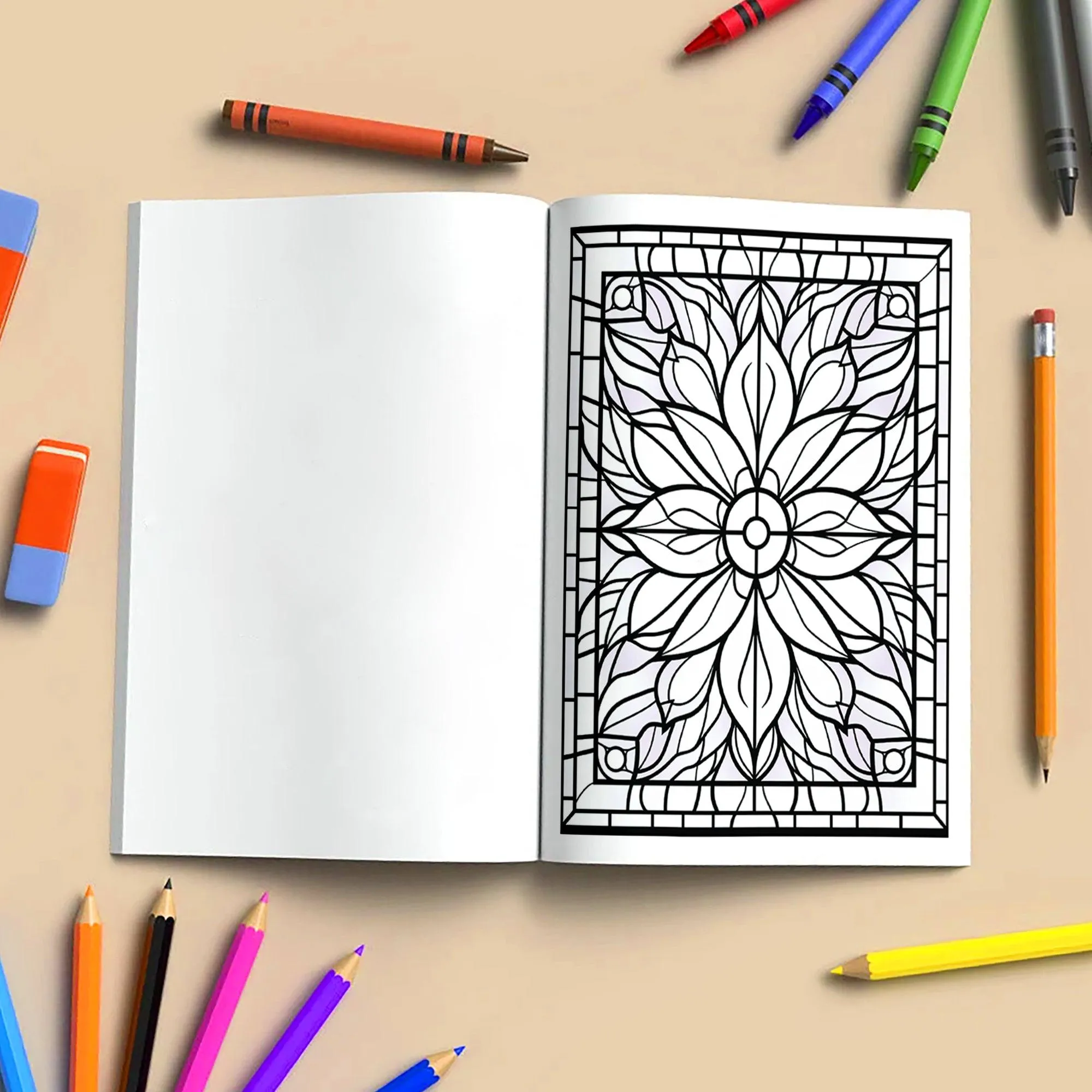 Glass Garden Mandalas Coloring Pages – 48 Elegant Floral Stained Glass Designs for Adults - image 4