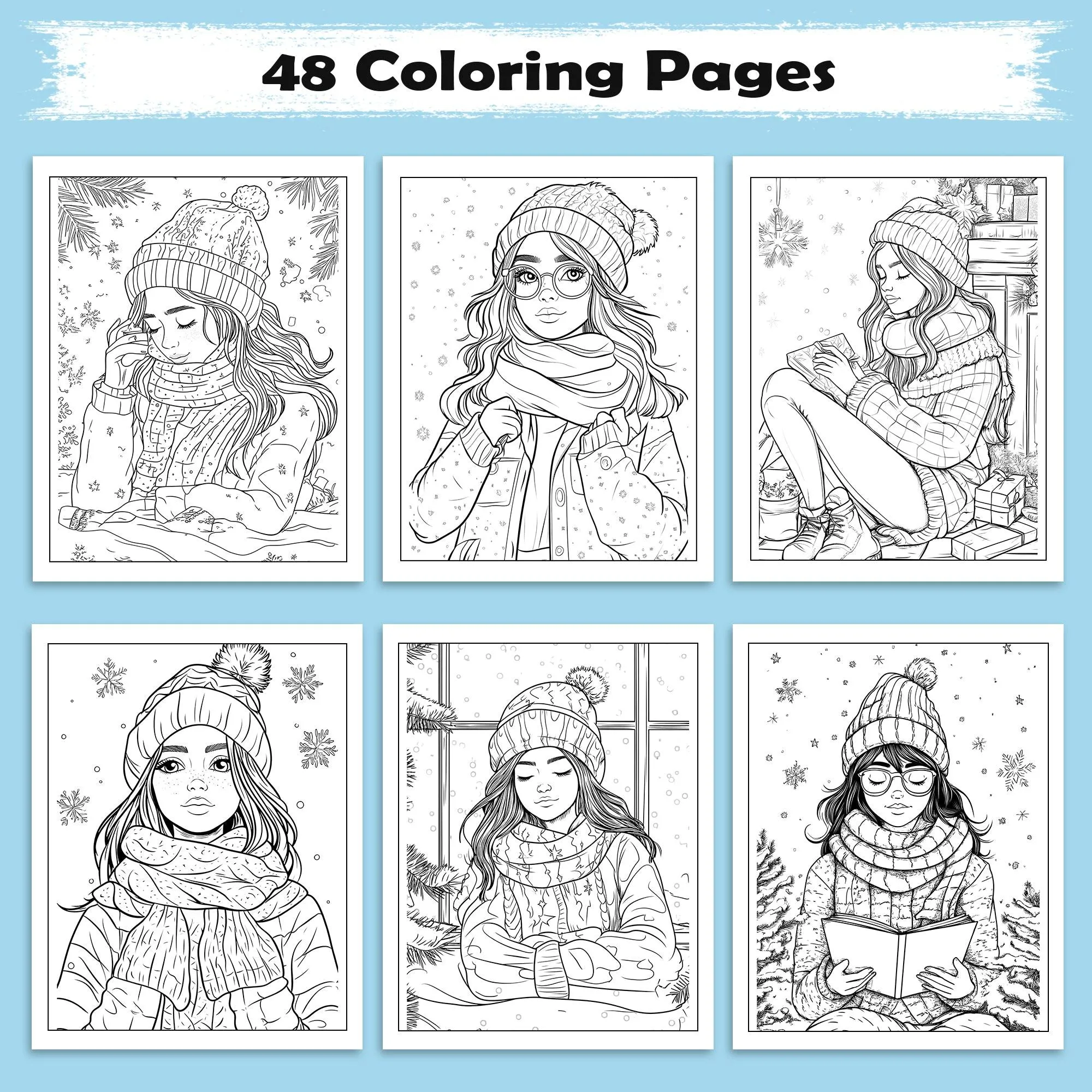 Whimsical Cozy Girl Coloring Pages – 48 Calm & Pretty Designs for Adults - image 2
