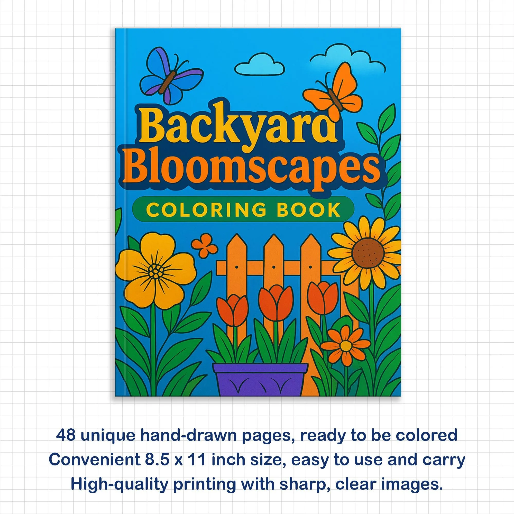 Backyard Bloomscapes – Flower Coloring Pages – 48 Pages – Cozy Gardens, Tulips, Roses, Birdhouses – For Adults - image 3
