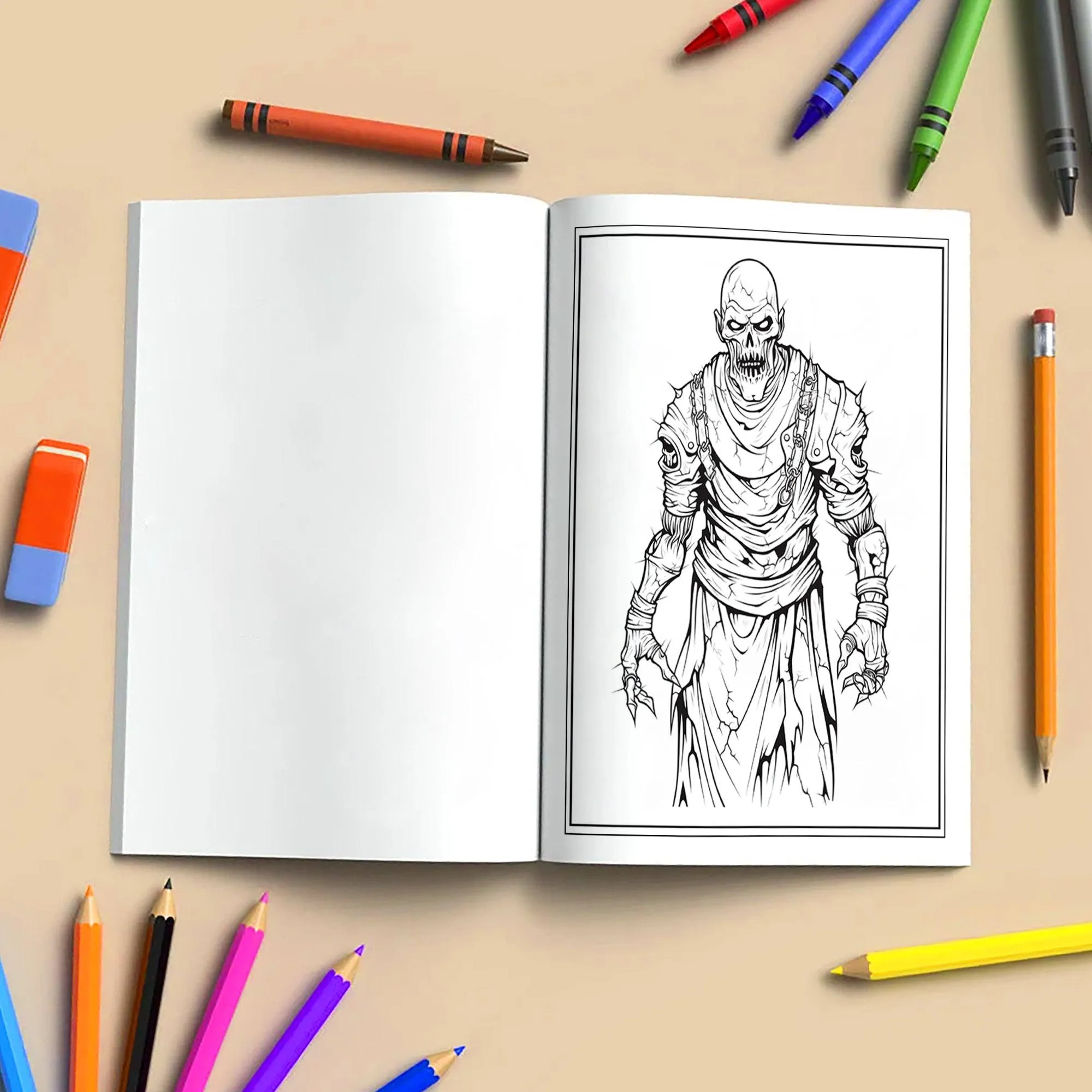 Haunting Screams Horror Coloring Pages – 48 Pages – Scary Skeletons, Zombies & Haunted Piano Scene – For Adults - image 4