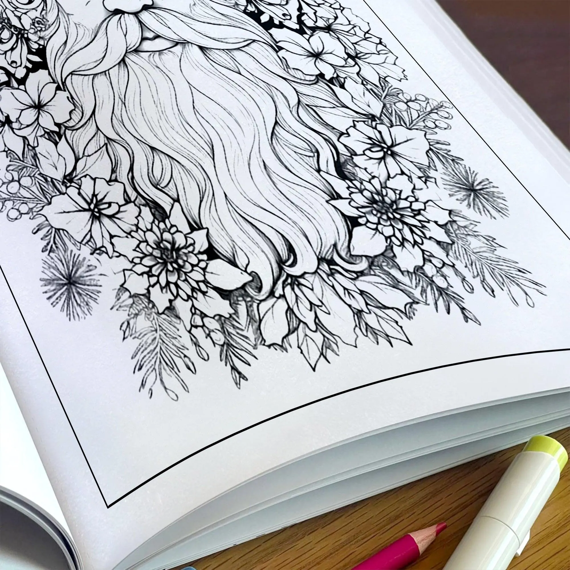 Jolly Santa Garden Coloring Pages – 48 Pages – Christmas Flowers, Santa Art, Holiday Vibes – For Adults - image 4