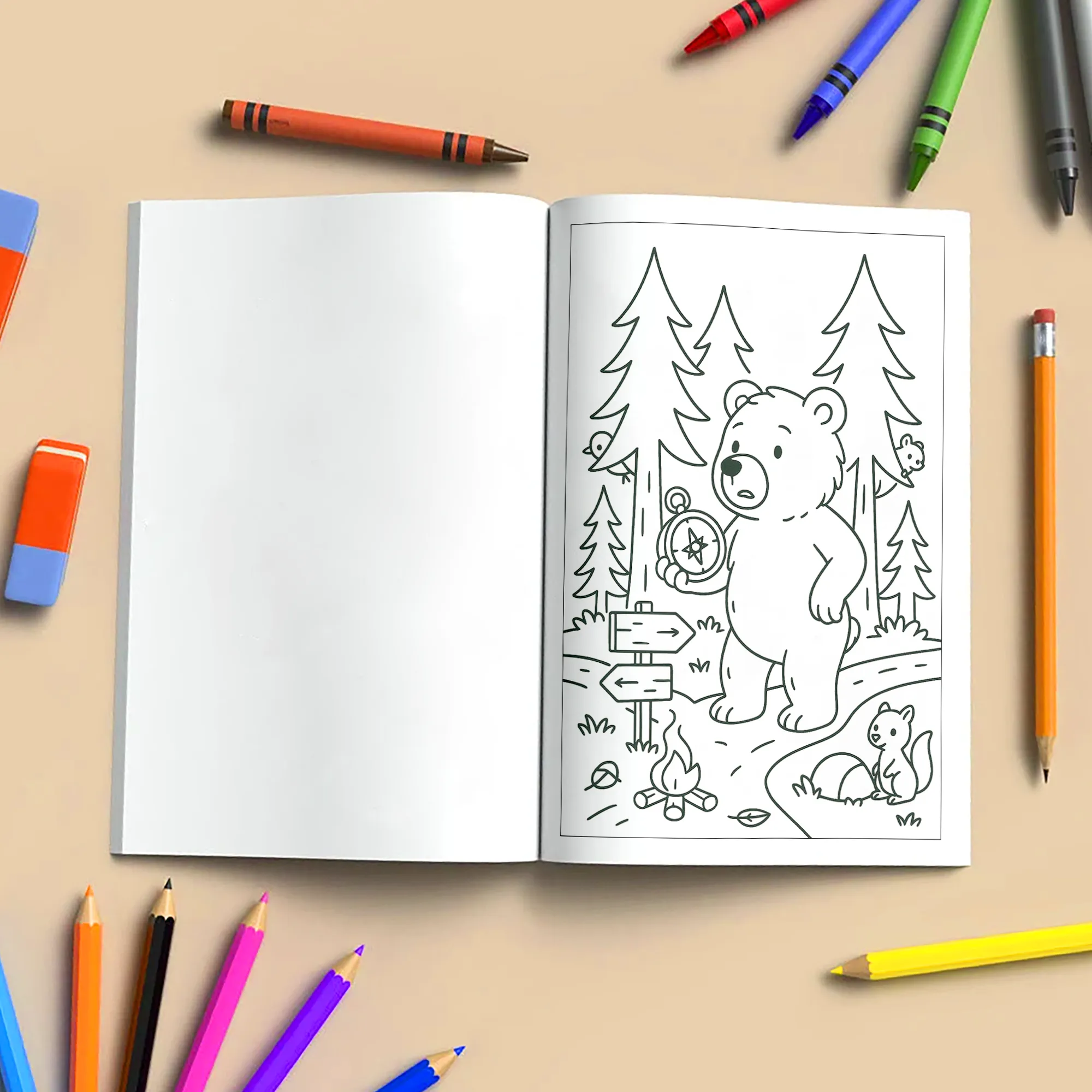 Brown Bear Adventures – Animal Coloring Pages – 48 Pages – Cute, Forest, Wholesome Moments – For Kids - image 5