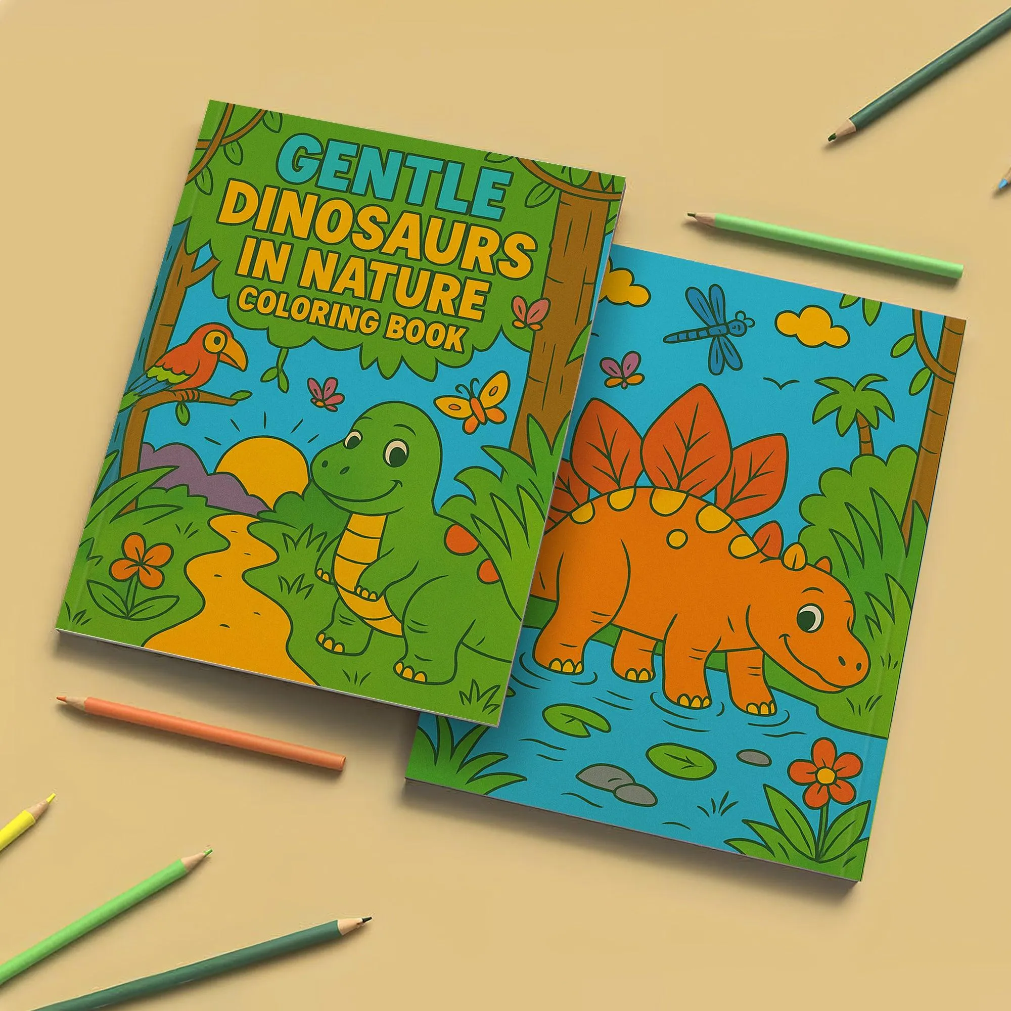 Gentle Dinosaurs in Nature Coloring Pages – 48 Pages – Cute, Calm, Jungle Adventures – For Children - image 3