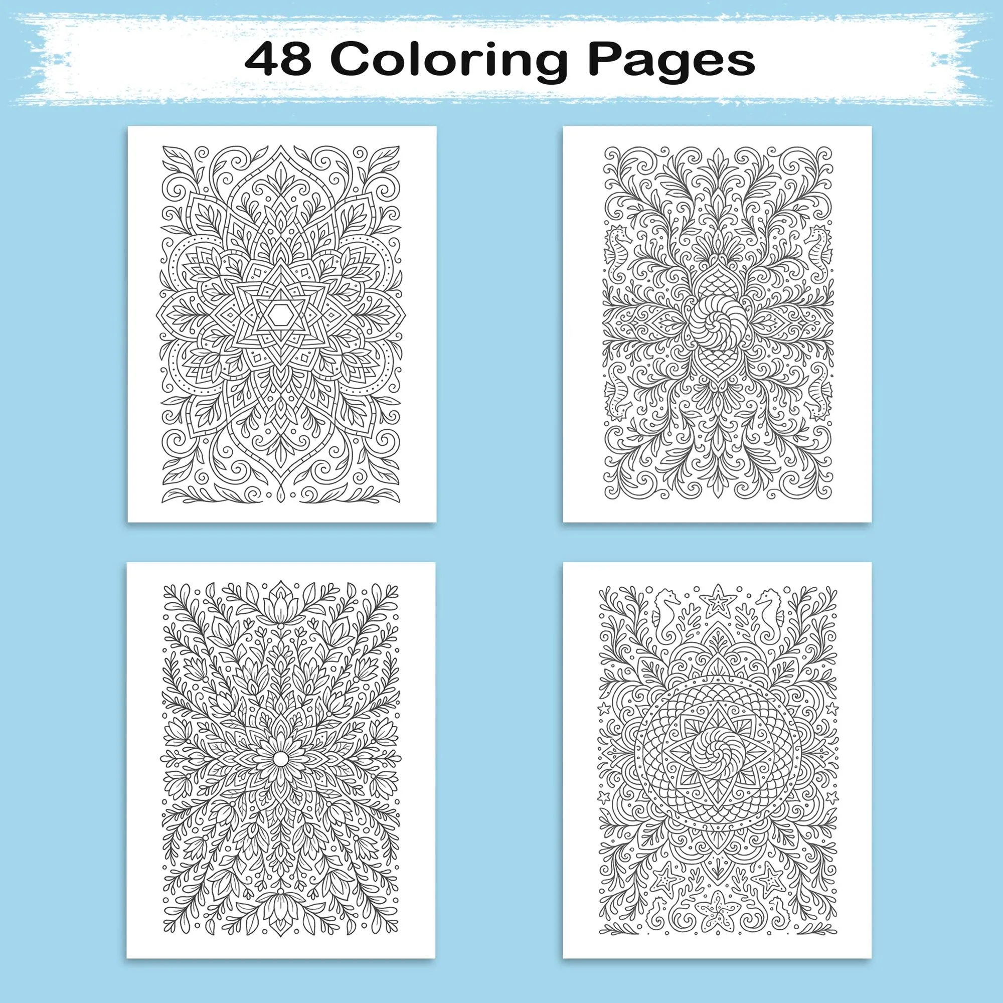 Mandala Realms Coloring Pages – 48 Unique Botanical, Marine, and Lace-Inspired Designs for Adults - image 3