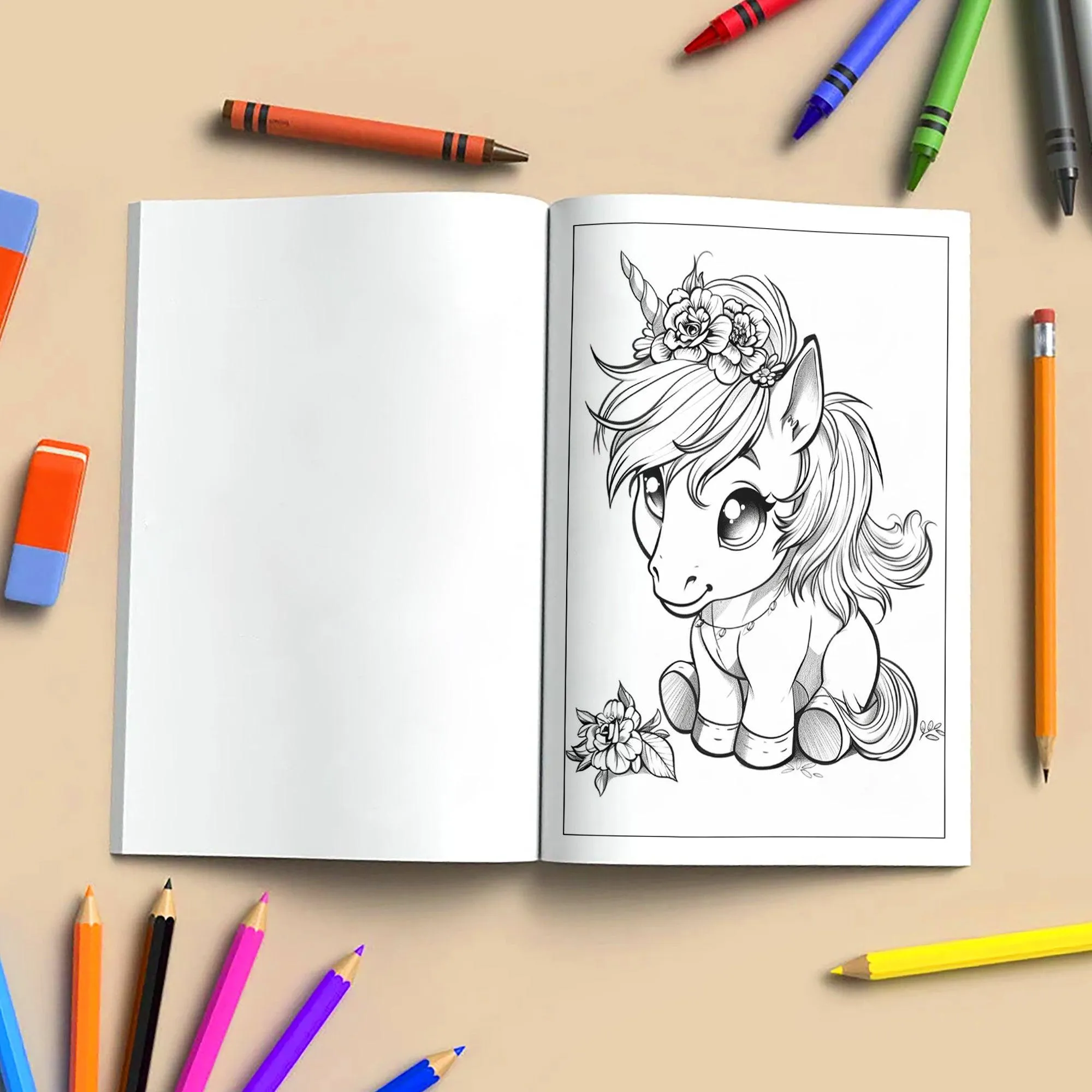 Unicorn Friends in Bloom Coloring Pages – 48 Playful and Kid-Friendly Illustrations - image 4