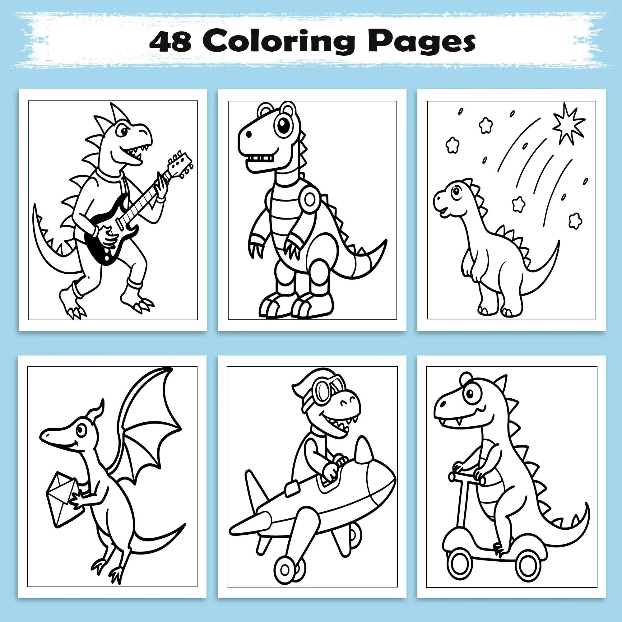 All About Dinos Coloring Pages – 48 Pages – Adorable Dino Adventures and Fun Scenes – For Kids - image 3
