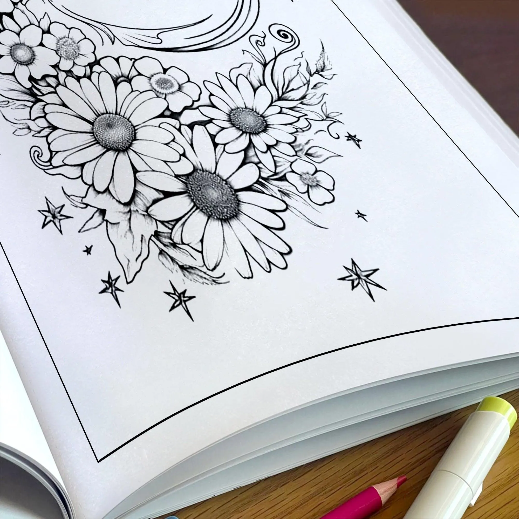 Moonlit Garden Dreams Coloring Pages – 48 Floral & Celestial Designs for Adults - image 5