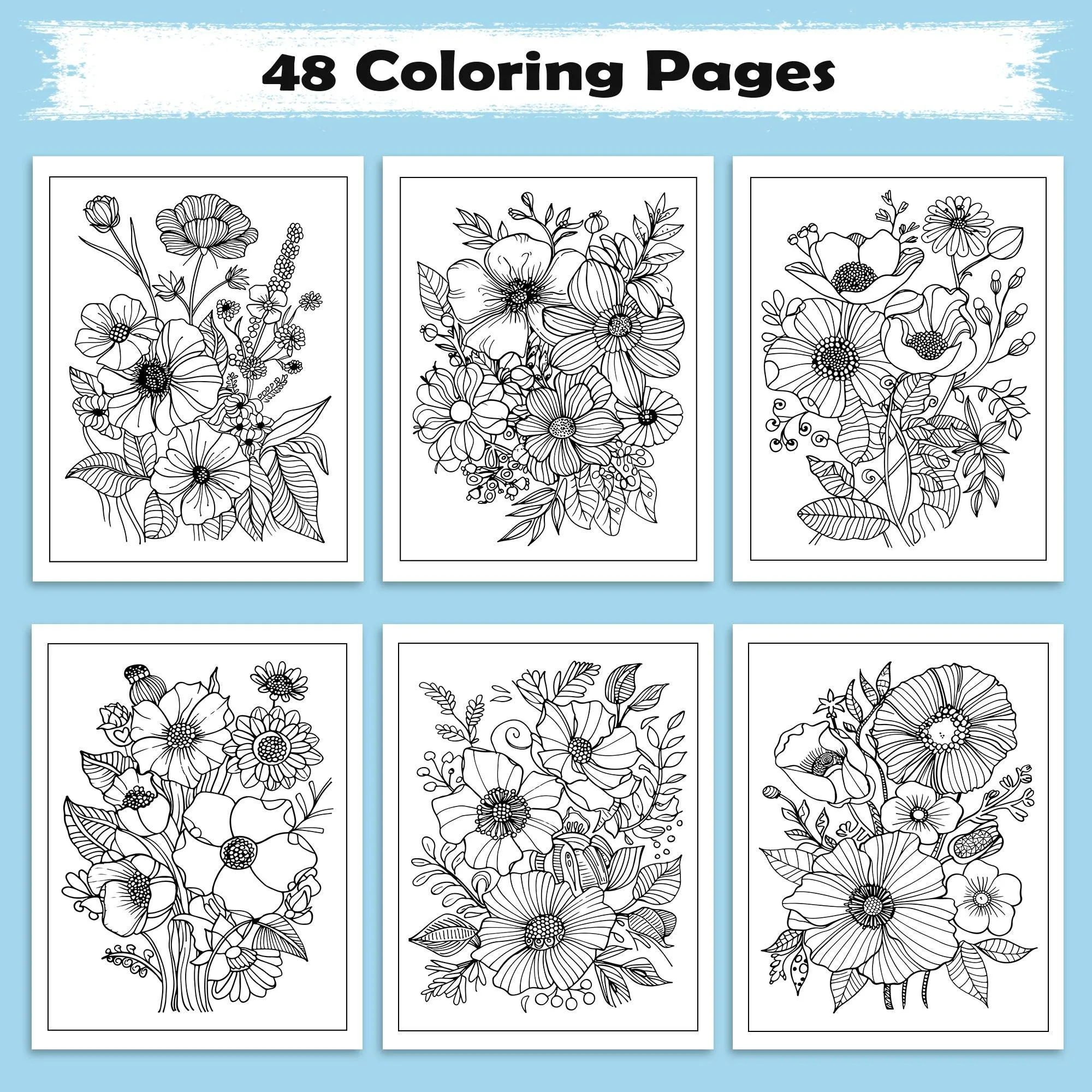 Floral Serenity Mandala Coloring Pages – 48 Relaxing Flower Designs for Adults - image 2
