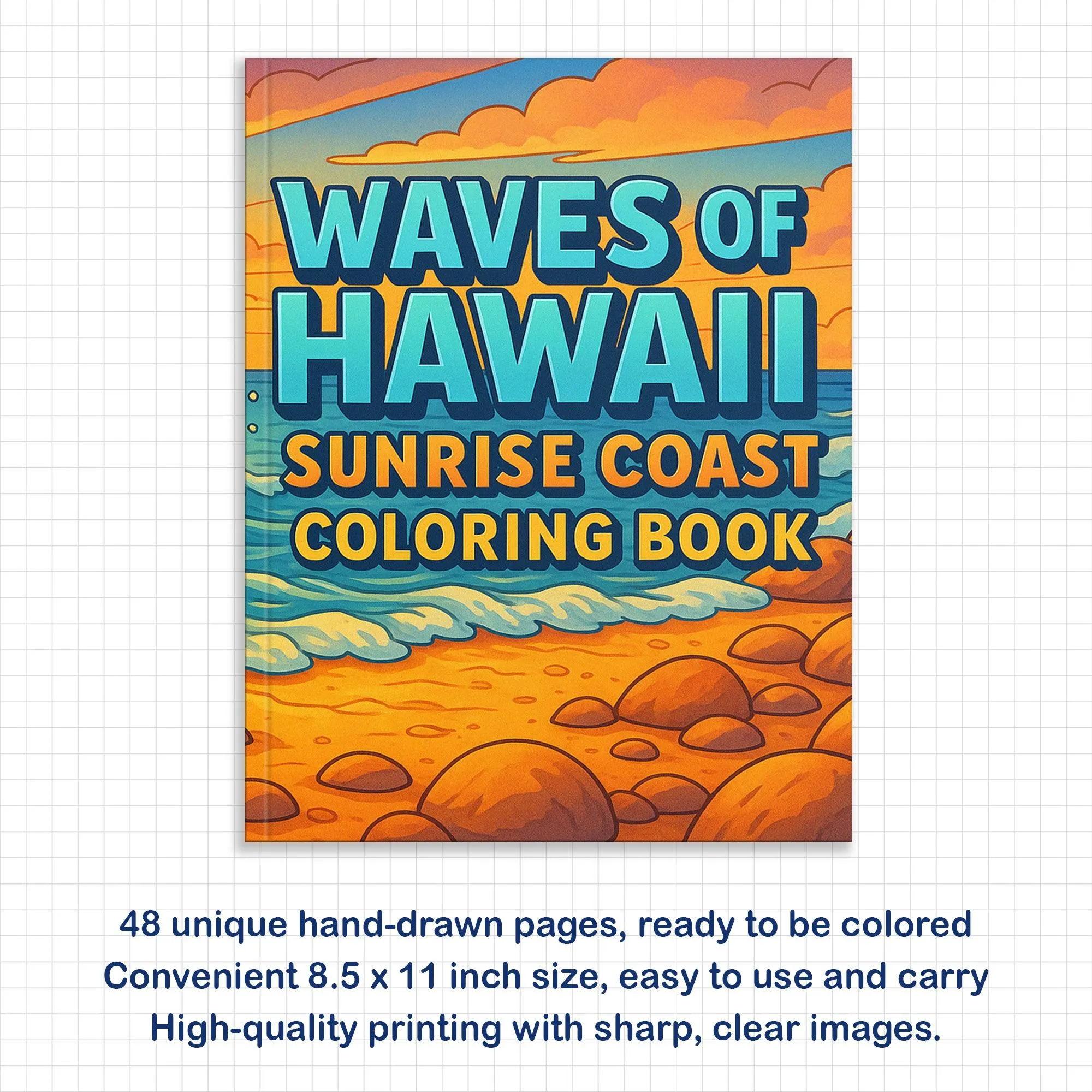 Waves of Hawaii Coloring Pages - 48 Sunrise Coast Scenes for Adults - image 3