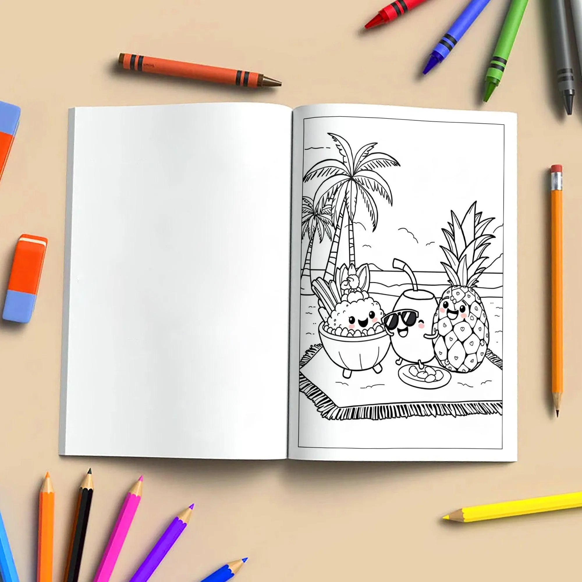 Kawaii Hawaii Treats Coloring Pages – 48 Cute Tropical Snack Illustrations for Kids - image 4