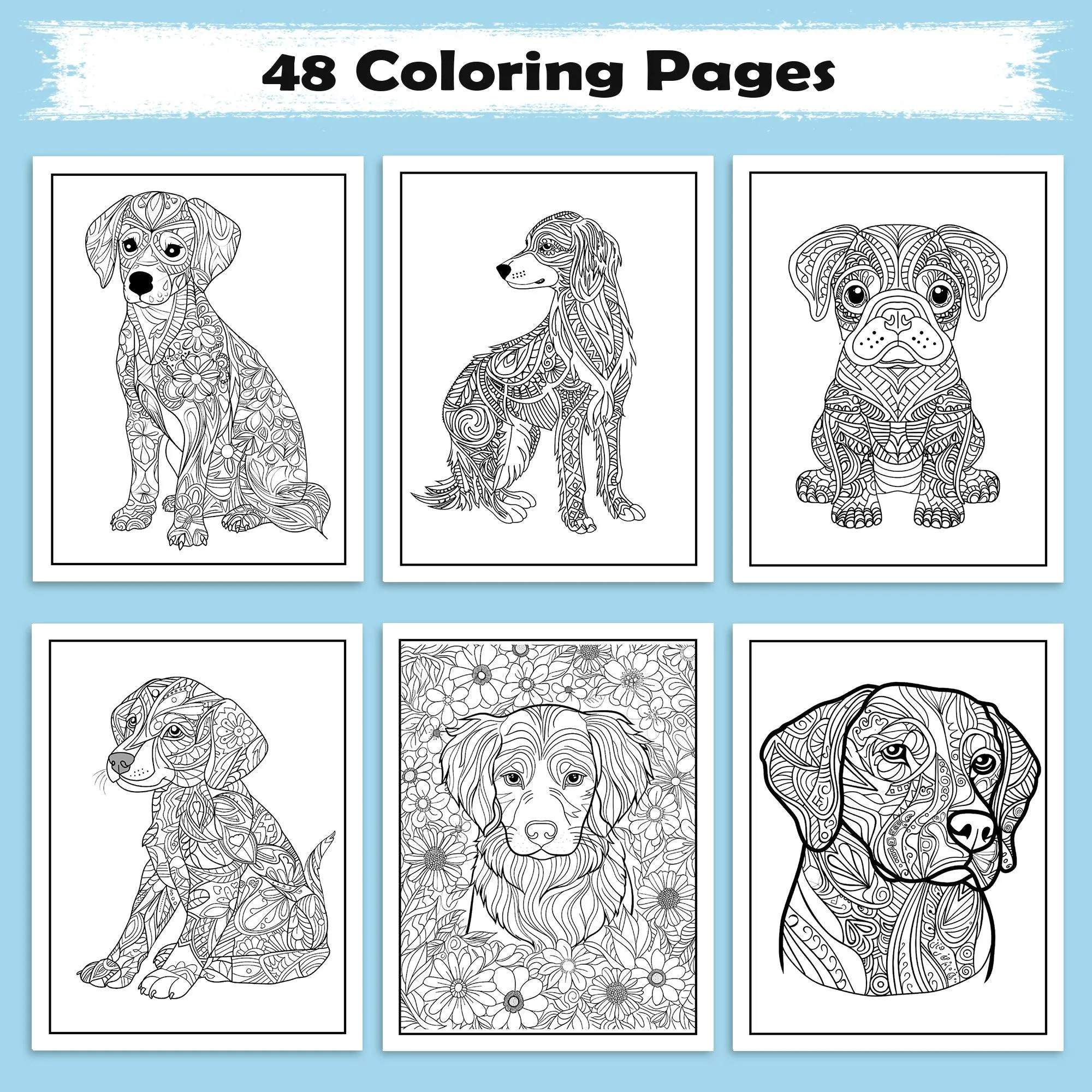 Mandala Dogs in Bloom Coloring Pages – 48 Floral Mandala Dog Designs for Adults - image 2