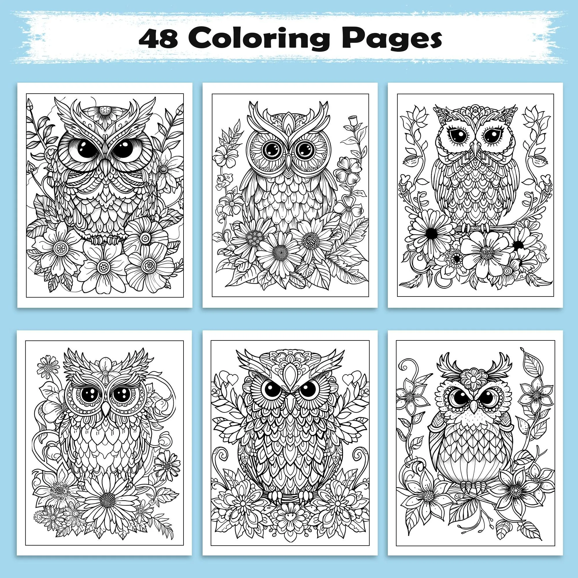 Floral Owls Coloring Pages – 48 Mandala-Inspired Bird Designs for Adults - image 2