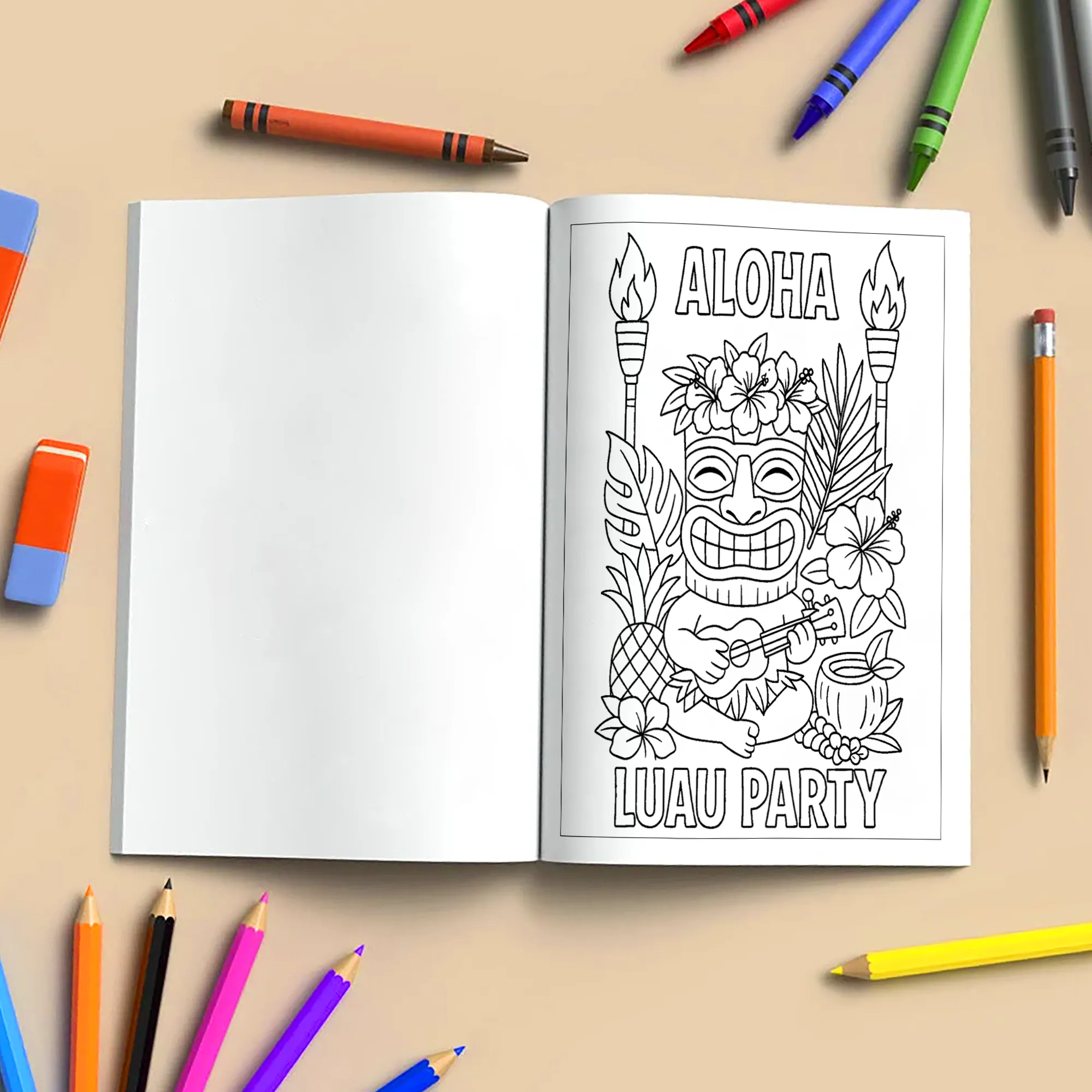 Aloha Tiki Party Coloring Pages for Kids – 48 Fun Island Designs - image 5