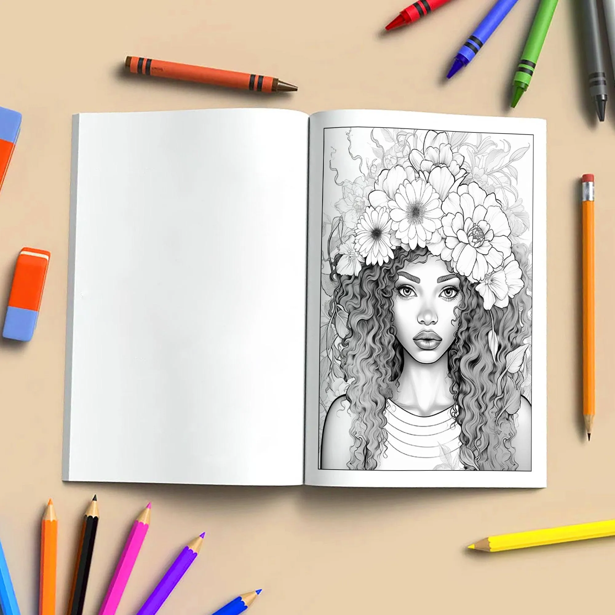 Crowned Beauty Coloring Pages – 48 Stunning Afro Woman Portraits for Adults - image 4