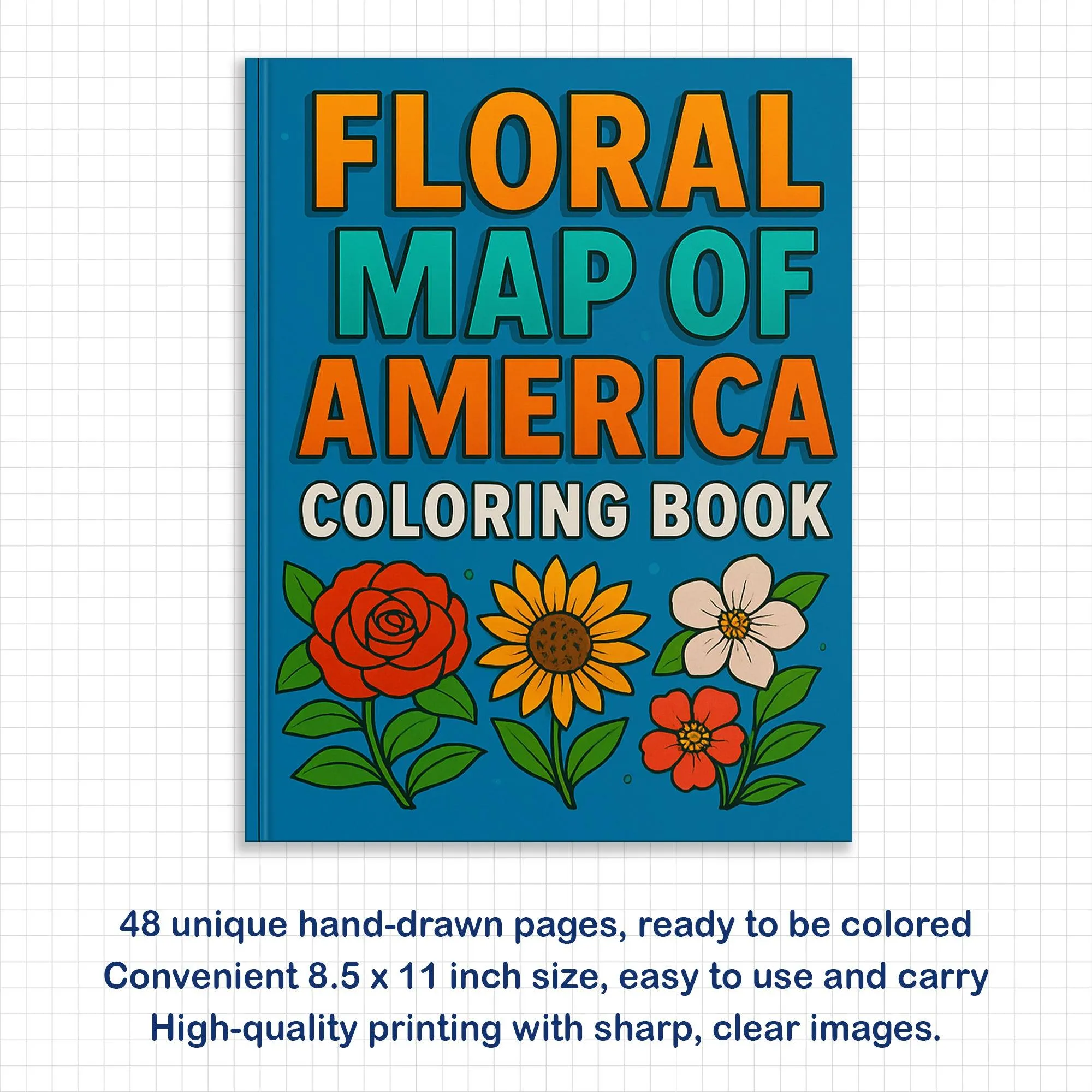 Floral Map of America – Coloring Pages – 48 State Flower Designs Across the U.S. – For Adults - image 4