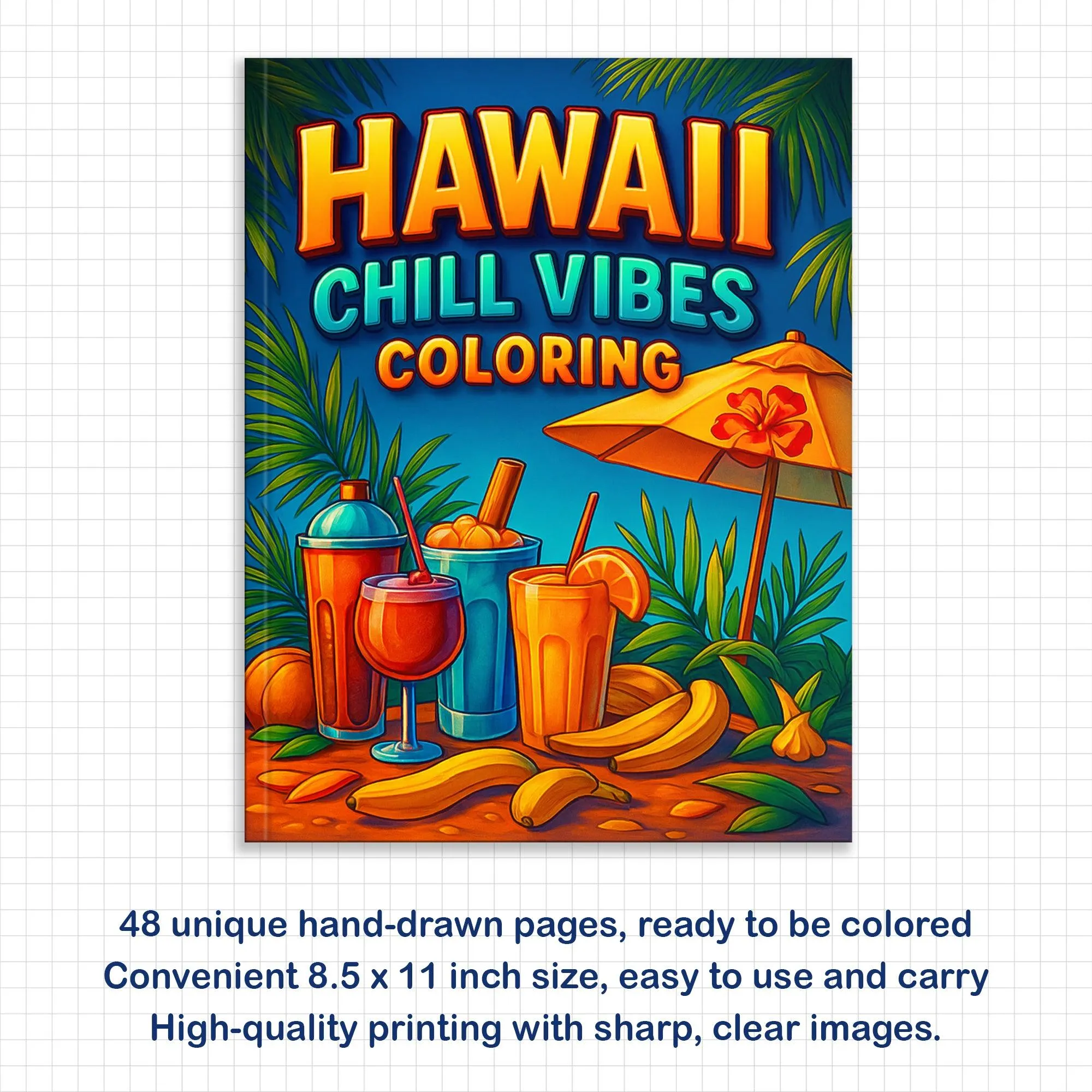 Hawaii Chill Vibes Coloring Pages – 48 Relaxing Summer Scenes for Adults - image 3