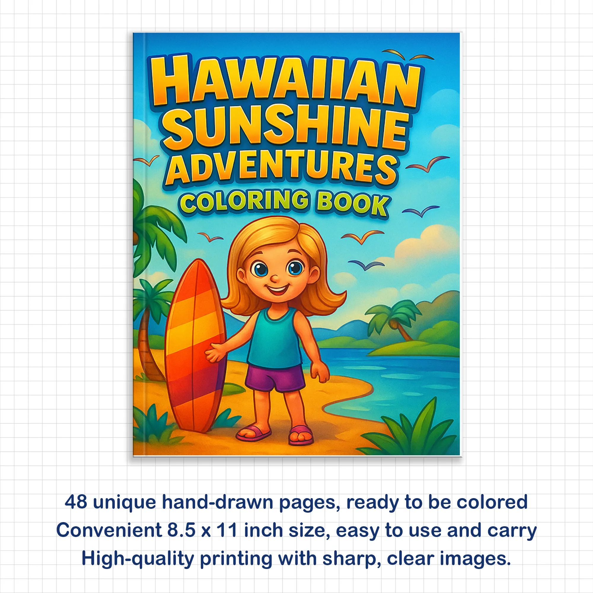 Hawaiian Sunshine Adventures Coloring Pages – 48 Tropical and Beach Scenes for Kids - image 2