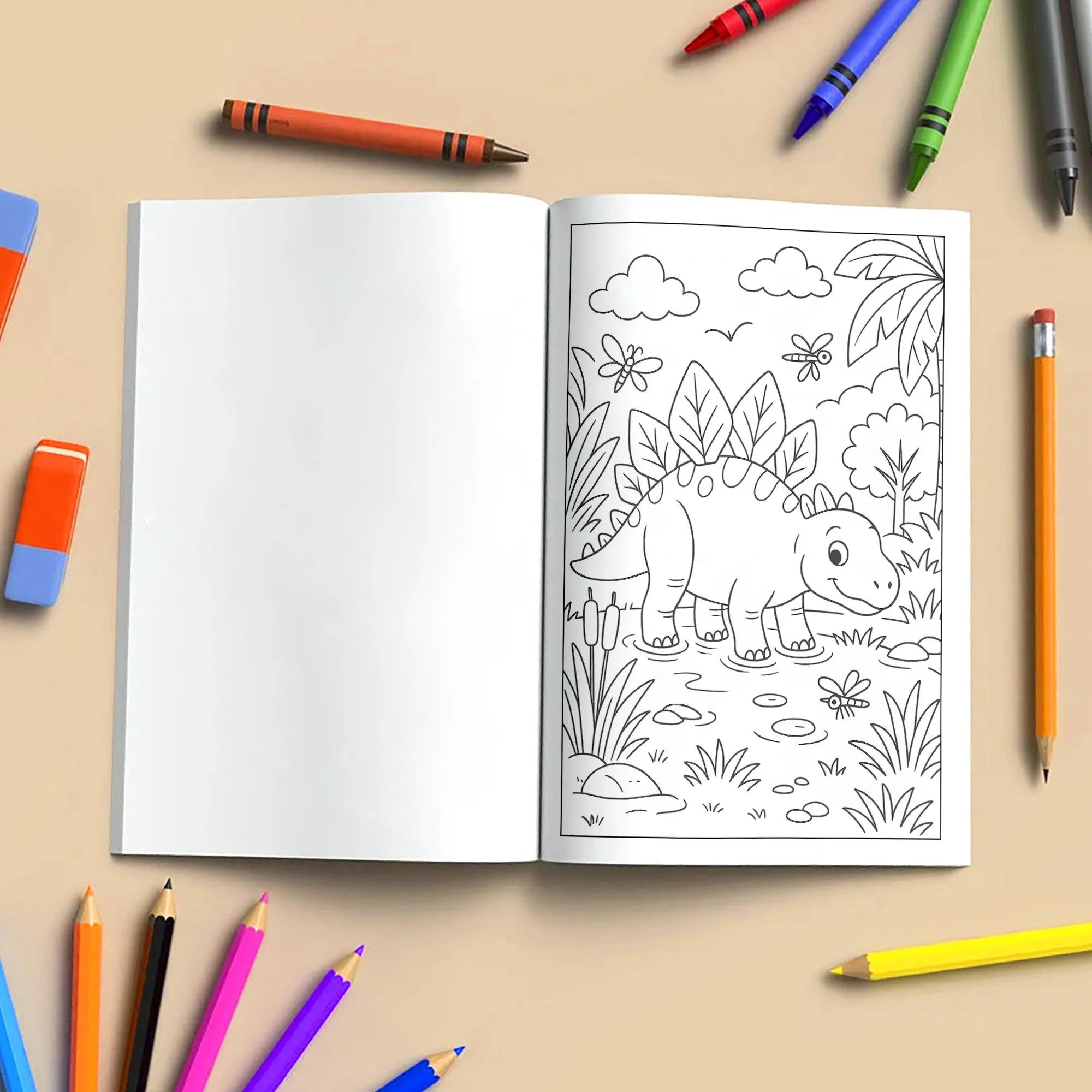 Gentle Dinosaurs in Nature Coloring Pages – 48 Pages – Cute, Calm, Jungle Adventures – For Children - image 6
