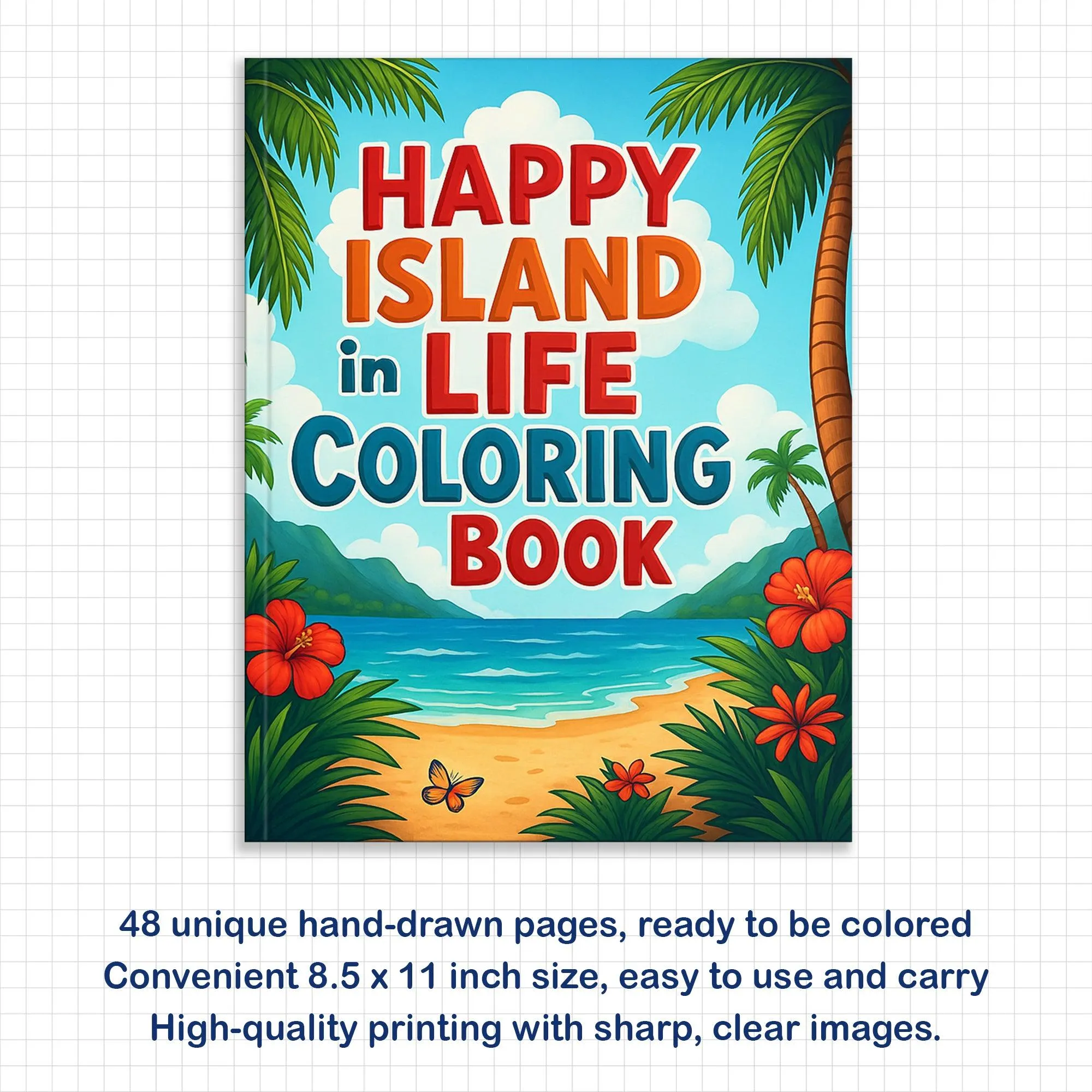 Happy Island Life in Hawaii Coloring Pages – 48 Cute Tropical Scenes with Dancing, Music & Tiki Fun - For Kids - image 4