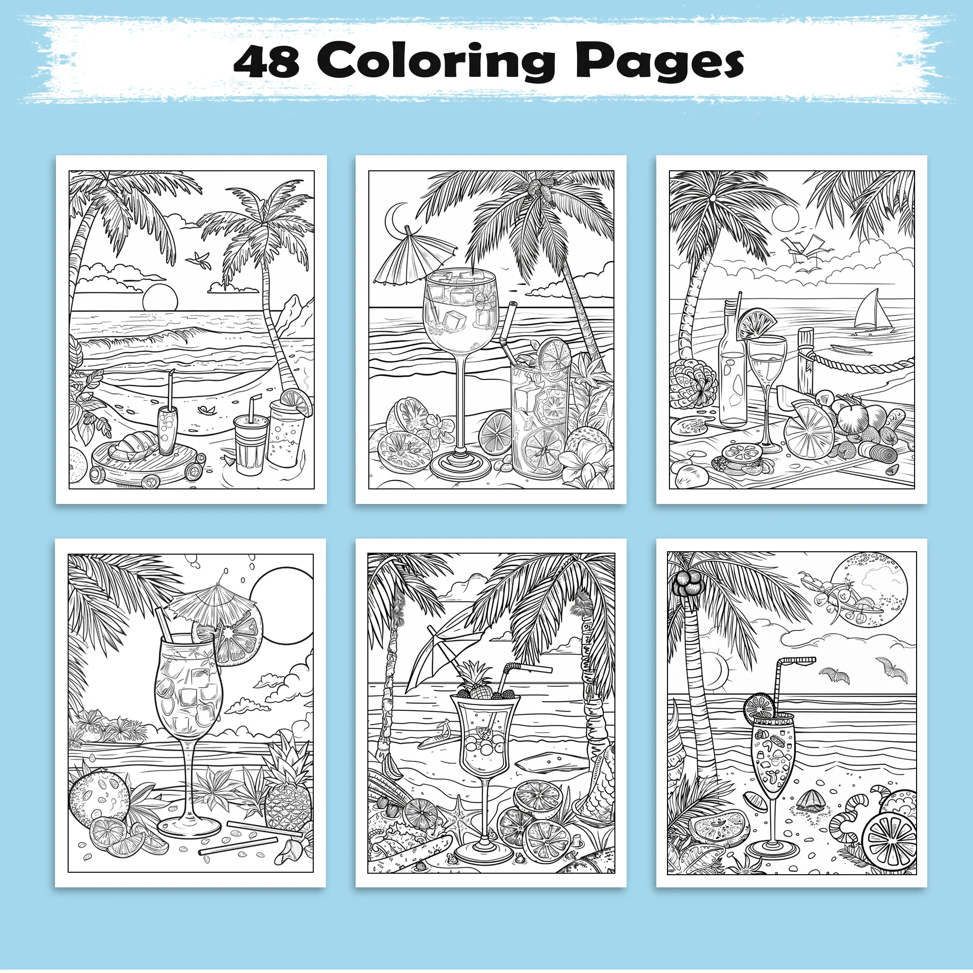 Tropical Breeze – Hawaii Coloring Pages – 48 Relaxing Beach Scenes for Adults - image 3