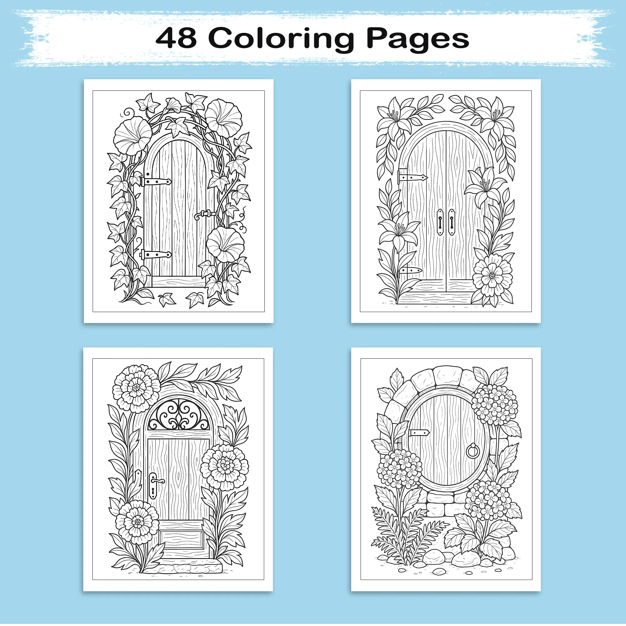 Secret Garden Doors Coloring Pages for Kids – 48 Magical Door Scenes - image 4