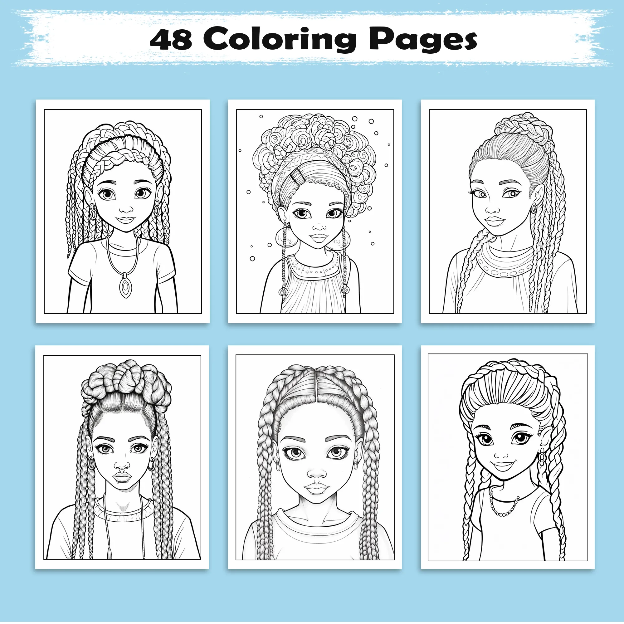 Radiant Queens – Black Girls Coloring Pages – 48 Pages – Bold, Beautiful, Empowering Portraits – For Adults - image 3