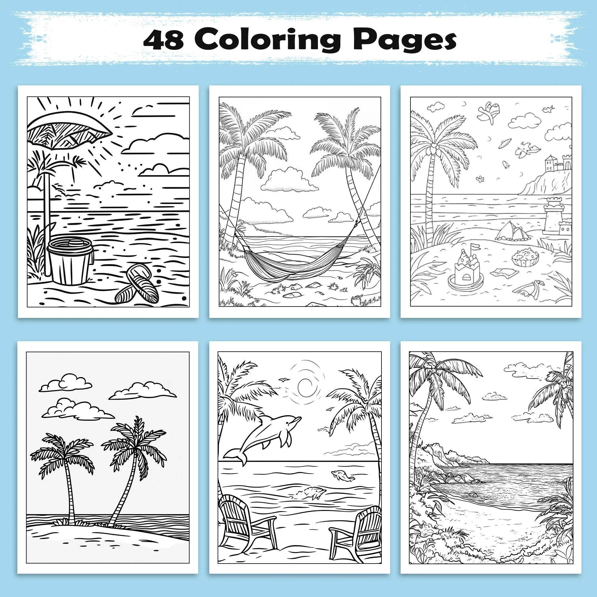 Coastal Joy Hawaii Coloring Pages – 48 Pages – Tropical Fun, Surfboards, Sea Life – For Kids - image 3