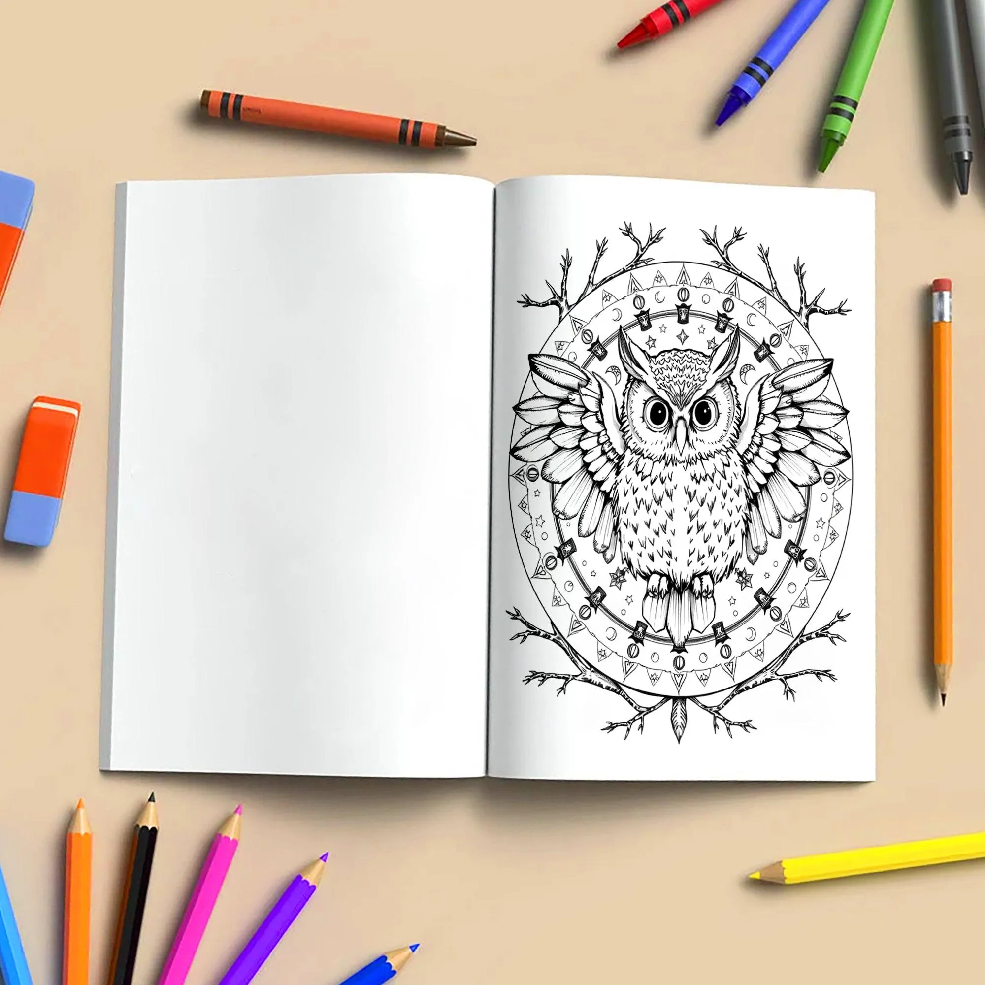Spirit Animal Mandalas – Mandala Coloring Pages – 48 Pages – Owls, Foxes, Dragons & Sacred Beasts – For Adults - image 4