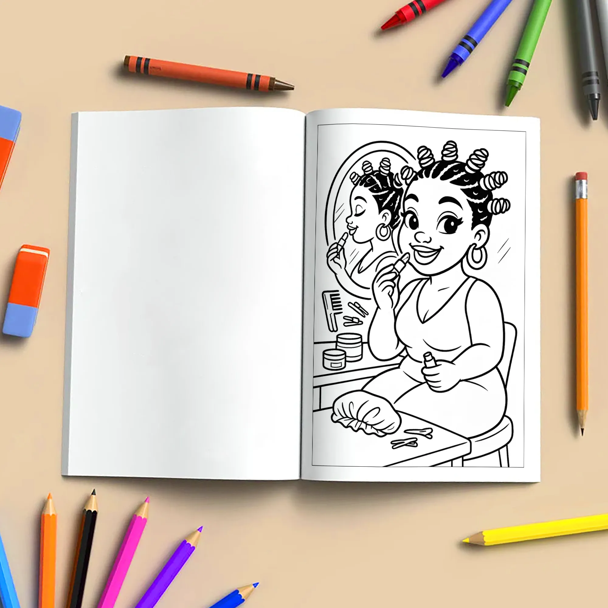 Afro Cuties Self-Care Queens Coloring Pages – 48 Pages – Fun, Beautiful, Black Girl Confidence – For Adults - image 5