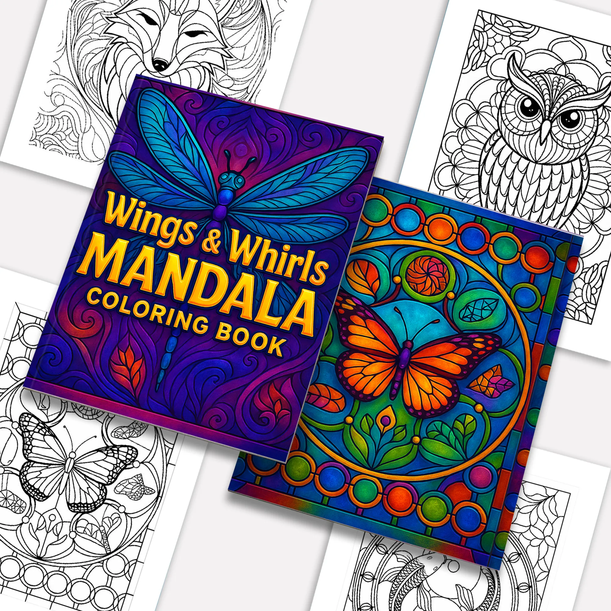 Wings & Whirls Mandala Coloring Pages – 48 Intricate Designs for Adults