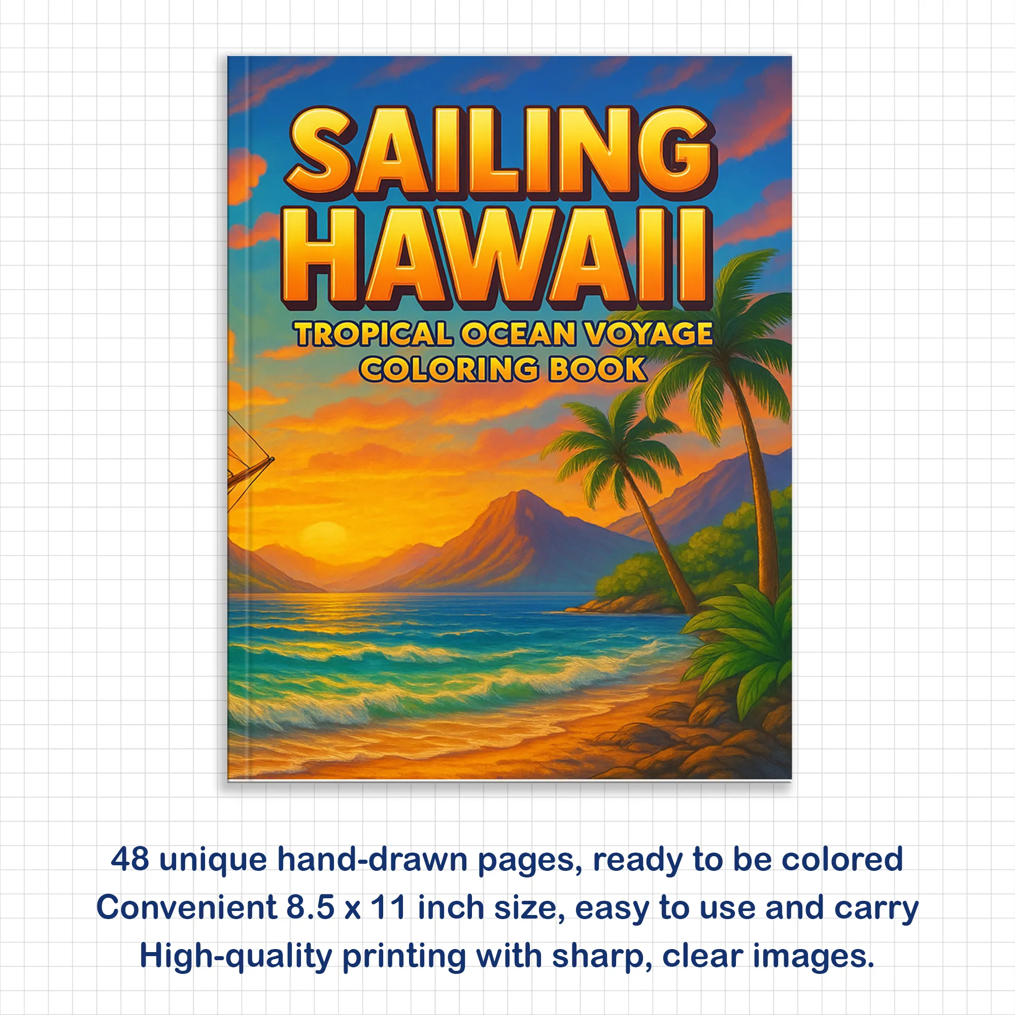 Sailing Hawaii Coloring Pages – 48 Tropical Ocean Scenes for Adults - image 2