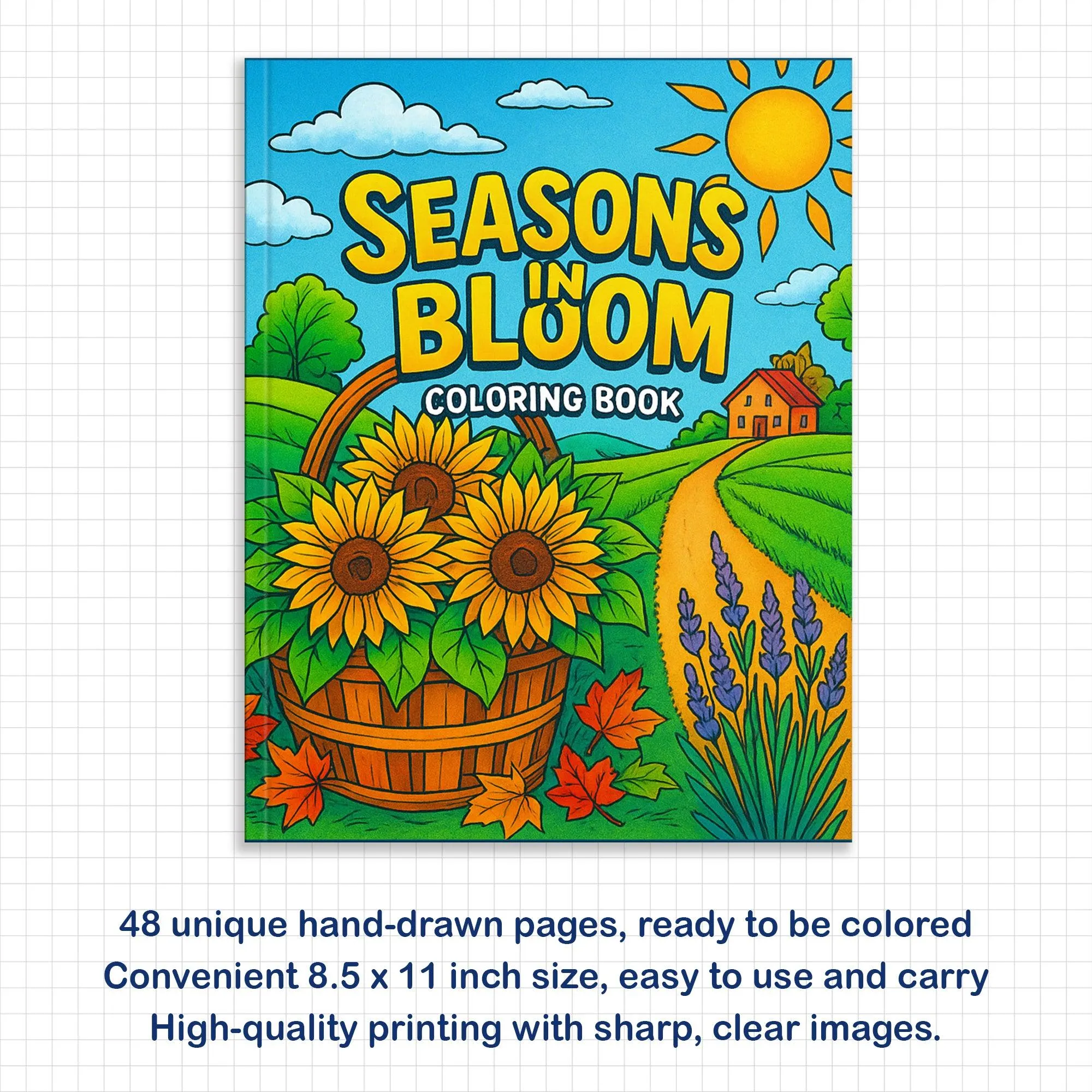 Seasons in Bloom – Flower Coloring Pages – 48 Pages – Cherry Blossoms, Lavender, Mums & Poinsettias – For Adults - image 3