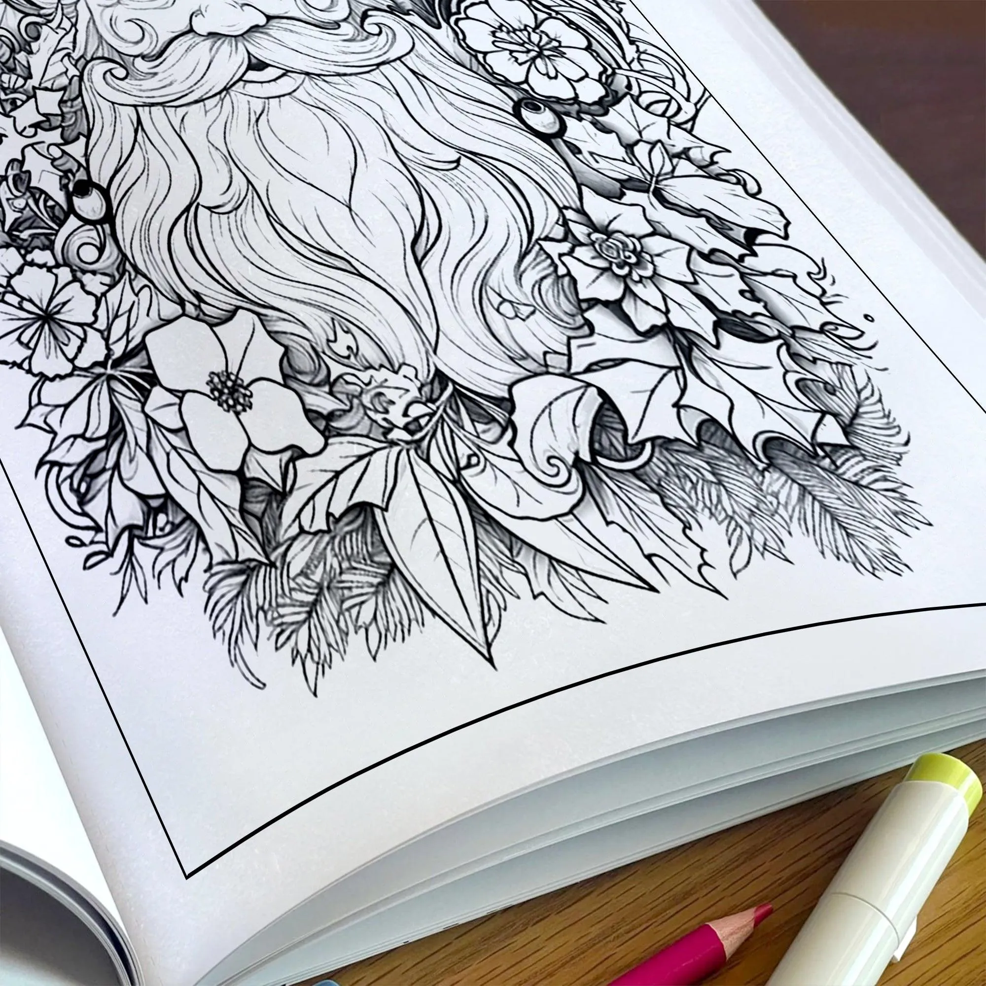 Floral Santa Christmas Coloring Pages – 48 Festive Flower Designs for Adults - image 5