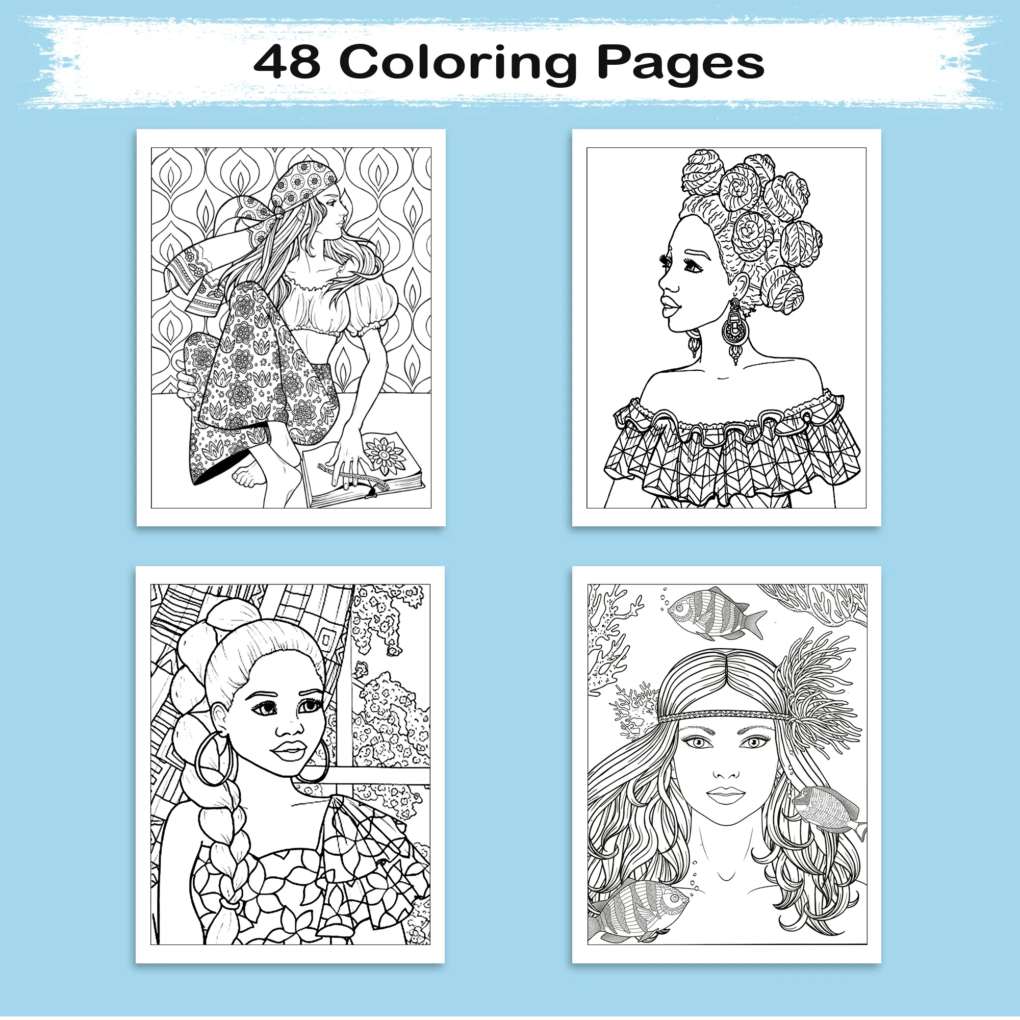 Black and Beautiful Coloring Pages – 48 Empowering Designs for Adults - image 3