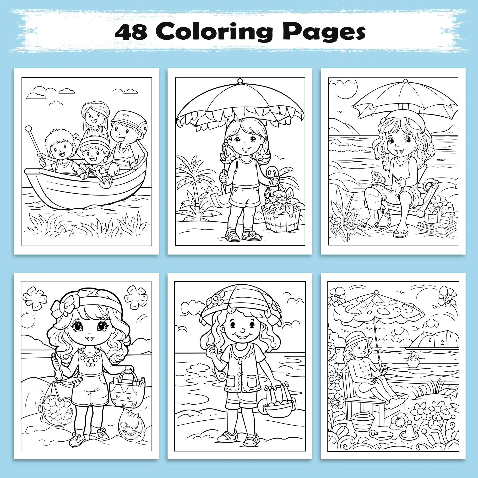 Aloha Shoreline Adventures Coloring Pages – 48 Fun Hawaii Beach Scenes for Kids - image 2