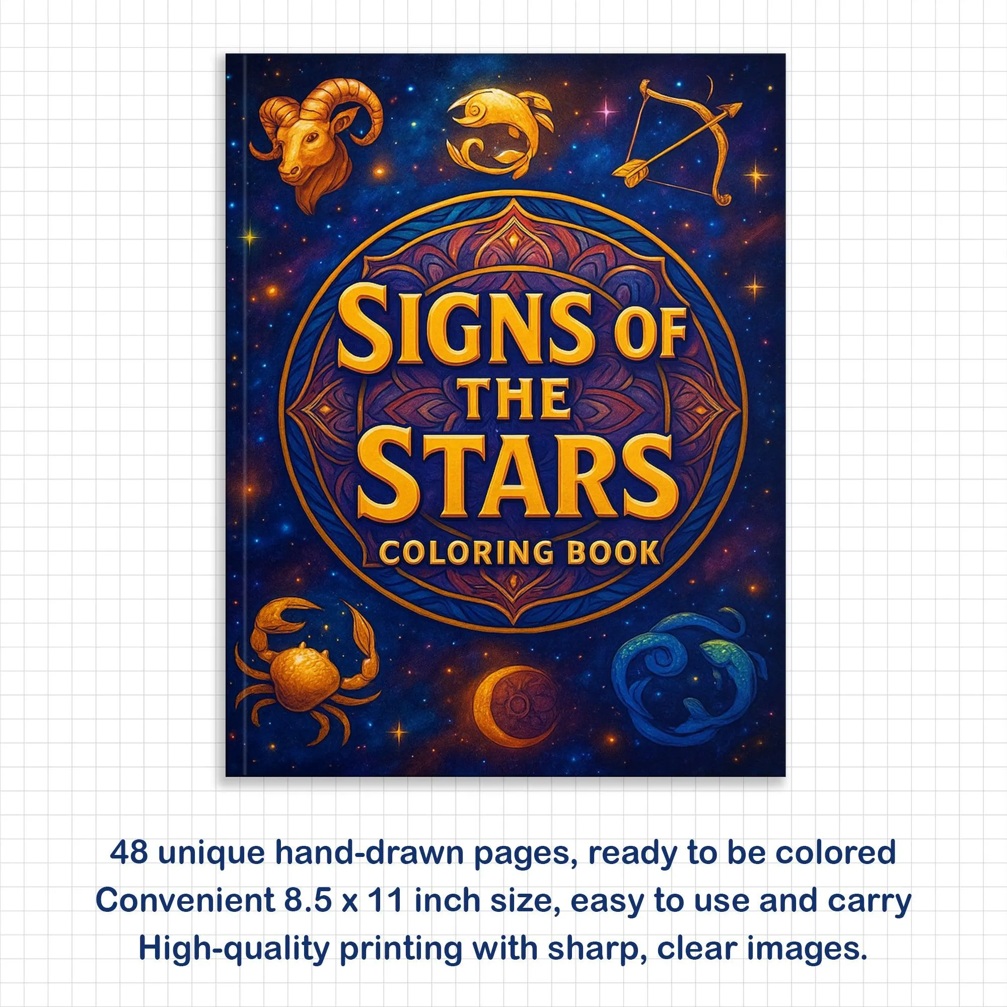 Signs of the Stars Coloring Pages – 48 Pages – Detailed Zodiac Line Art for Mindful Coloring - image 3