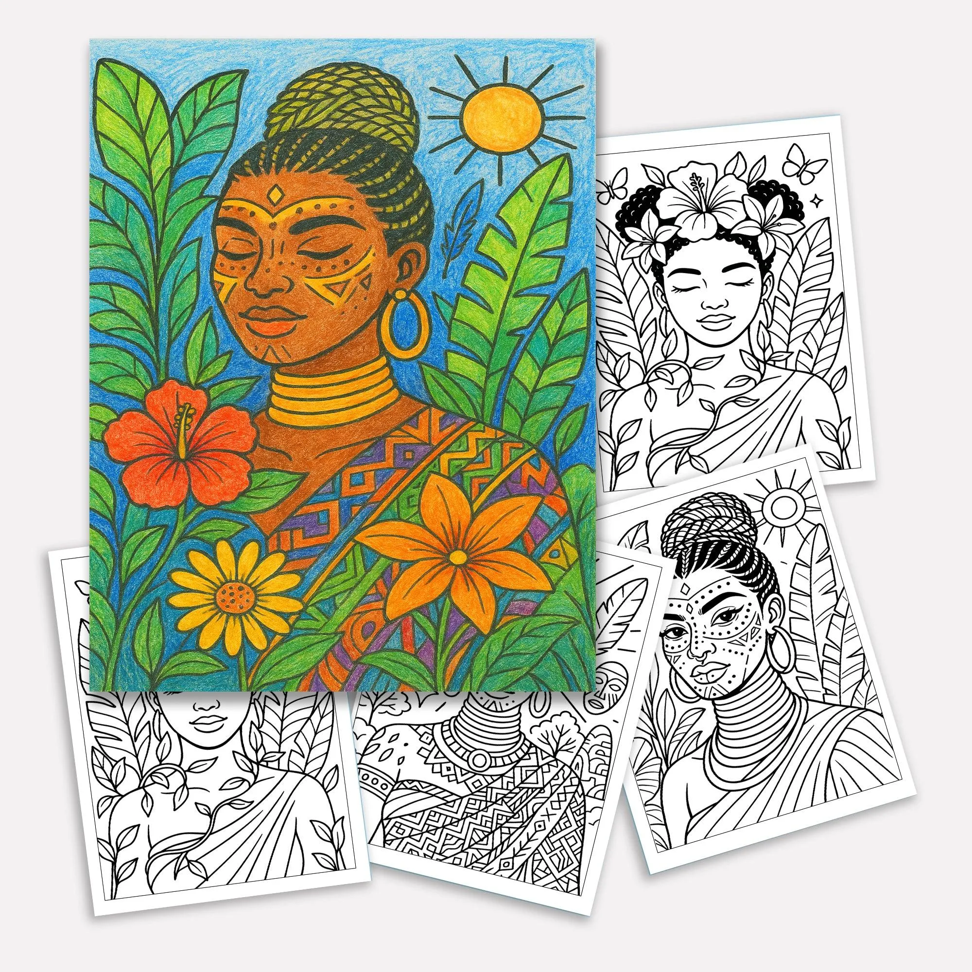 Tropical Goddess Coloring Pages – 48 Pages – Radiant, Relaxing, Feminine Energy – For Adults - image 2