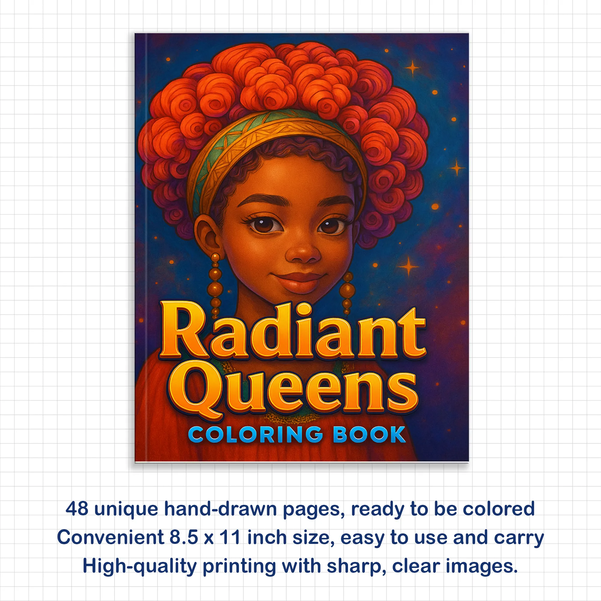 Radiant Queens – Black Girls Coloring Pages – 48 Pages – Bold, Beautiful, Empowering Portraits – For Adults - image 2