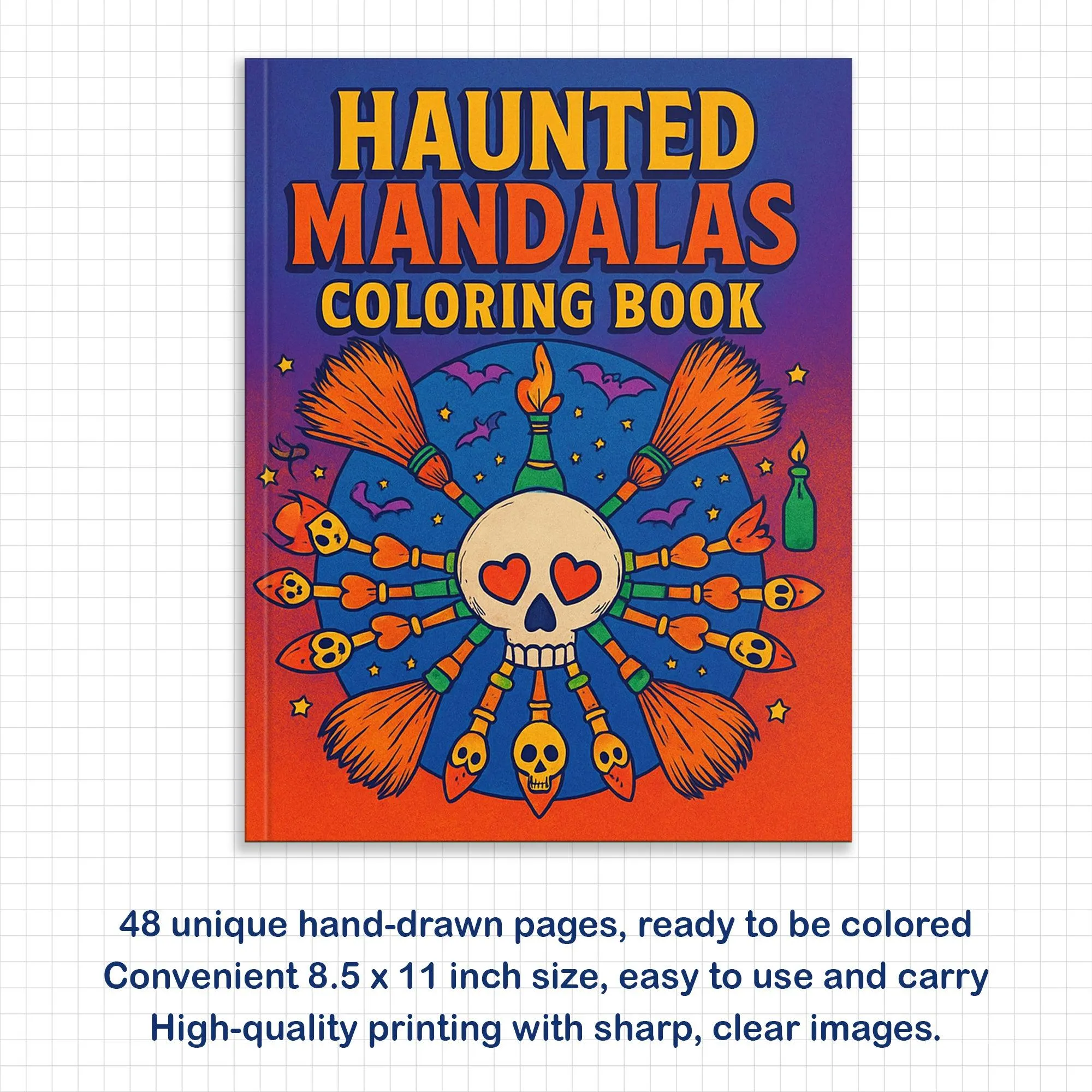 Haunted Mandalas – Mandala Coloring Pages – 48 Pages – Pumpkins, Bats, Skulls & Witchy Symbols – For Adults and Teens - image 3
