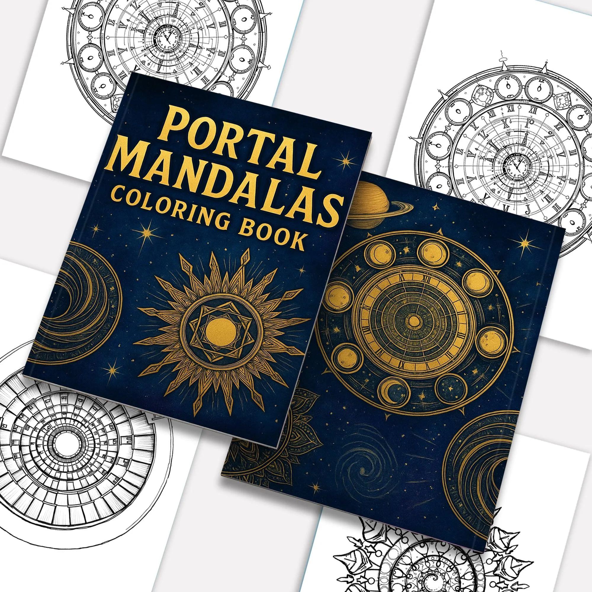 Portal Mandalas – Mandala Coloring Pages – 48 Pages – Spirals, Light Gates, Twisted Space Paths – For Adults