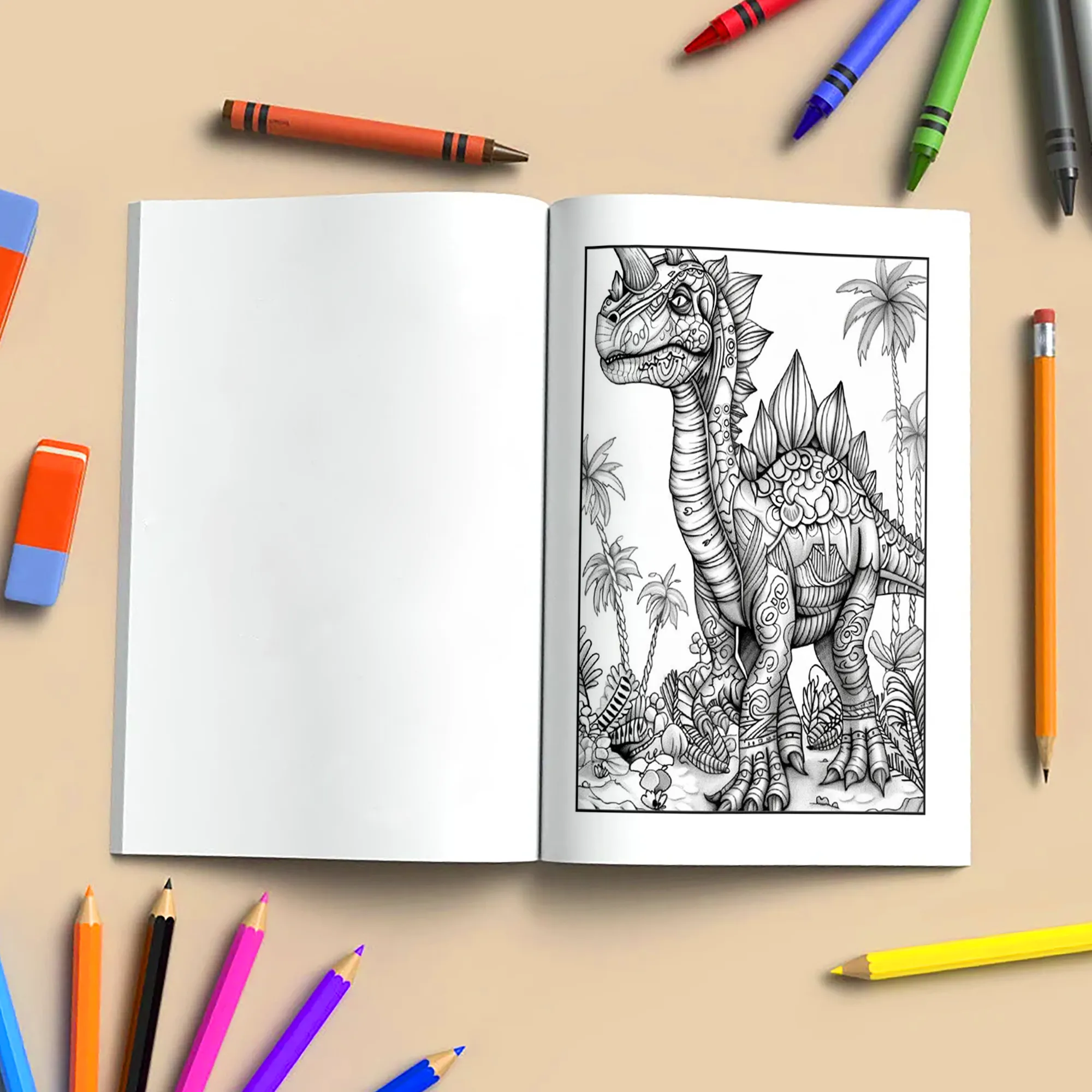 Dino Kingdom Coloring Pages – 48 Intricate, Detailed Dinosaur Scenes – For Adults - image 4