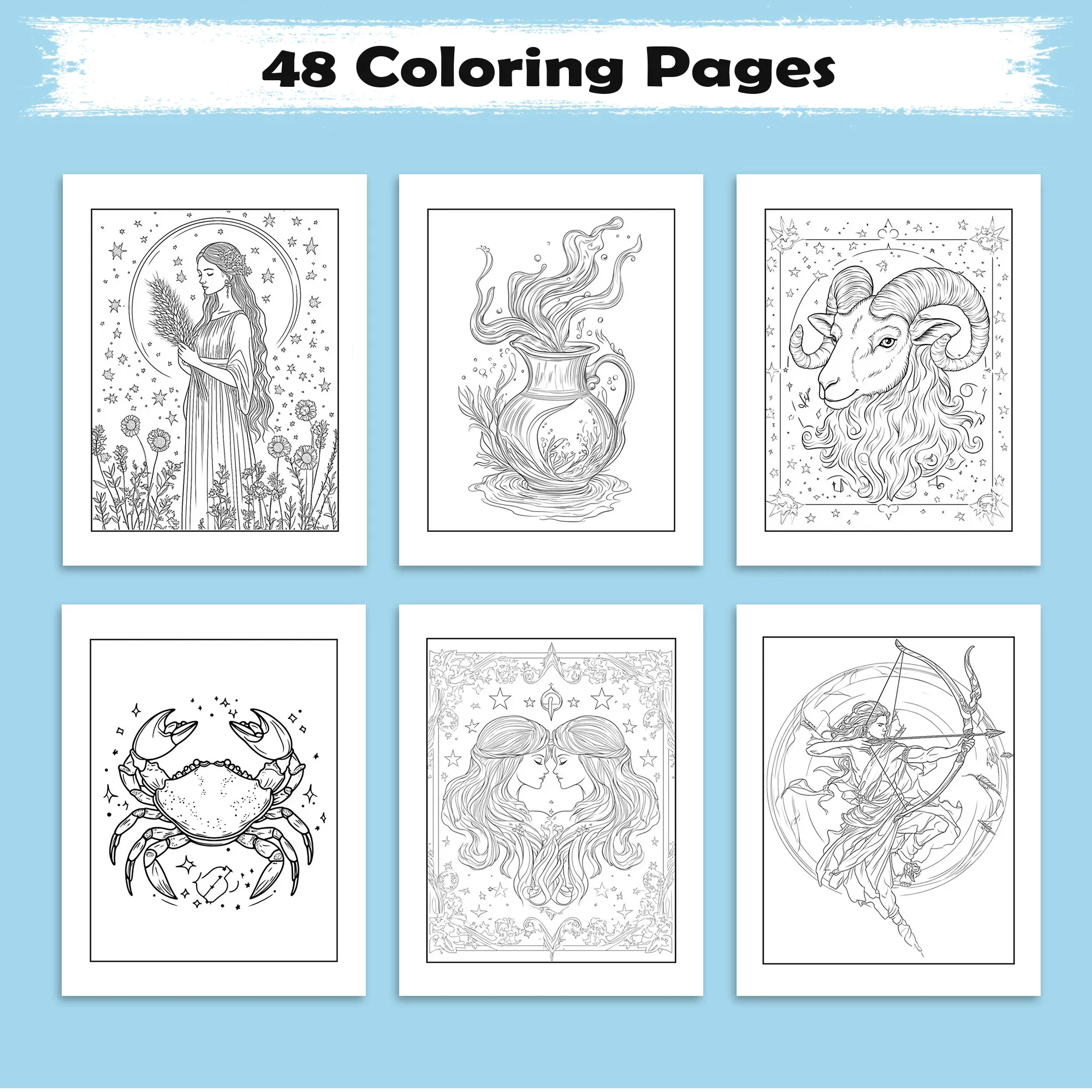 Celestial Signs Mandalas – Zodiac Coloring Pages – 48 Pages – Mystical, Symbolic, Astrological Art – For Adults - image 3
