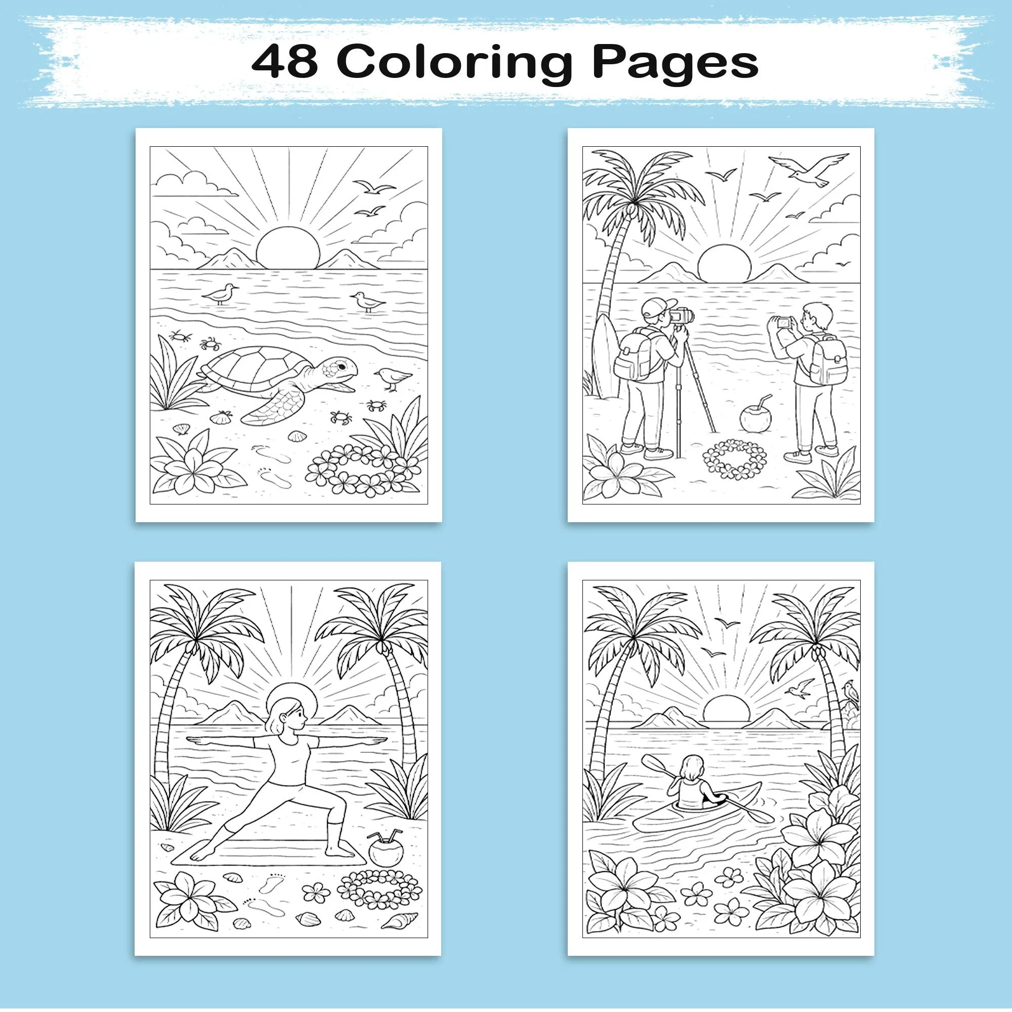 Hawaii Sunrise Moments Coloring Pages – 48 Peaceful Beach Scenes for Adults - image 2