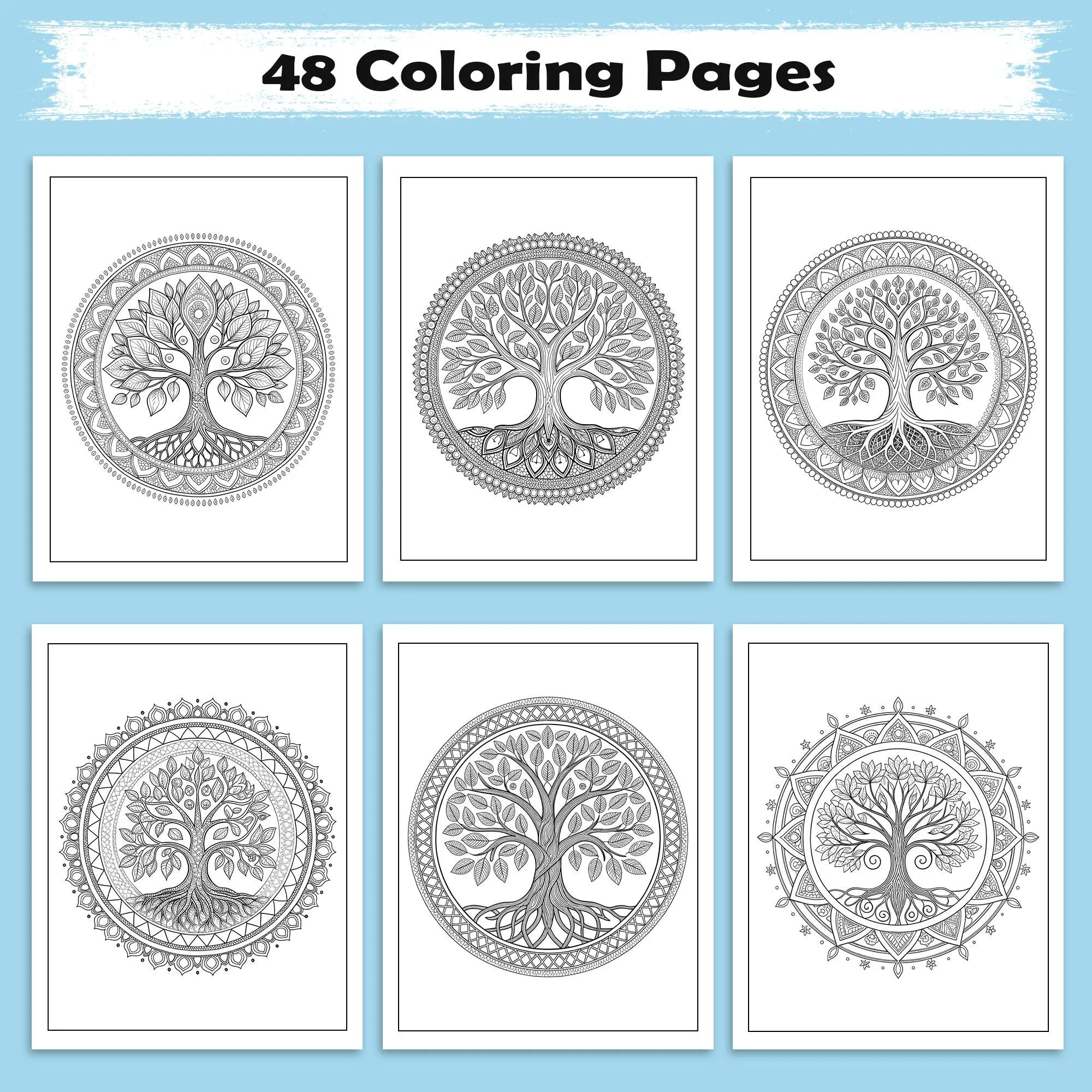 Mandala Forest – Tree Mandala Coloring Pages – 48 Pages – Detailed, Spiritual, Symmetrical Patterns – For Adults - image 2